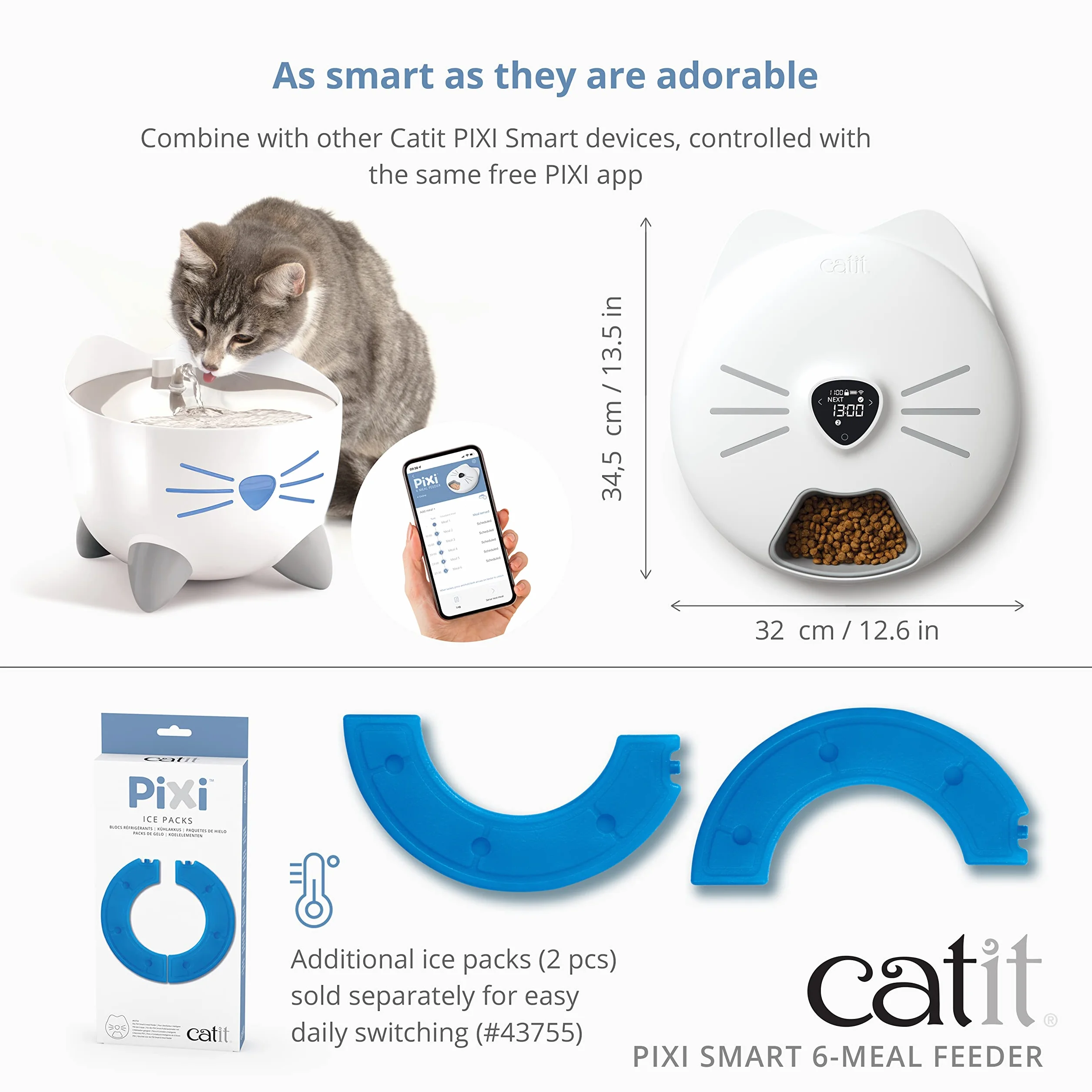 Catit Pixi Smart Automatyczne Karmidło, Biały, ‎34.5 x 32 x 9.2 cm