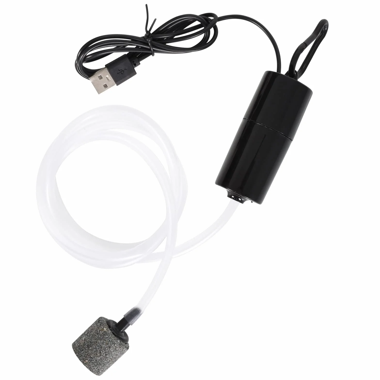 Colexy Pompa powietrza do akwarium USB mini tlenowa cicha regulowana z kamieniem powietrznym i wężem silikonowym