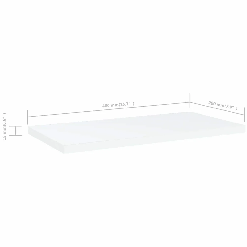 Regał na książki, 4 sztuki, biały, 40 x 20 x 1,5 cm, materiał drewnopochodny, system regałów, możliwość rozszerzenia, regał ścienny do postawienia i montażu na ścianie, modułowe przechowywanie