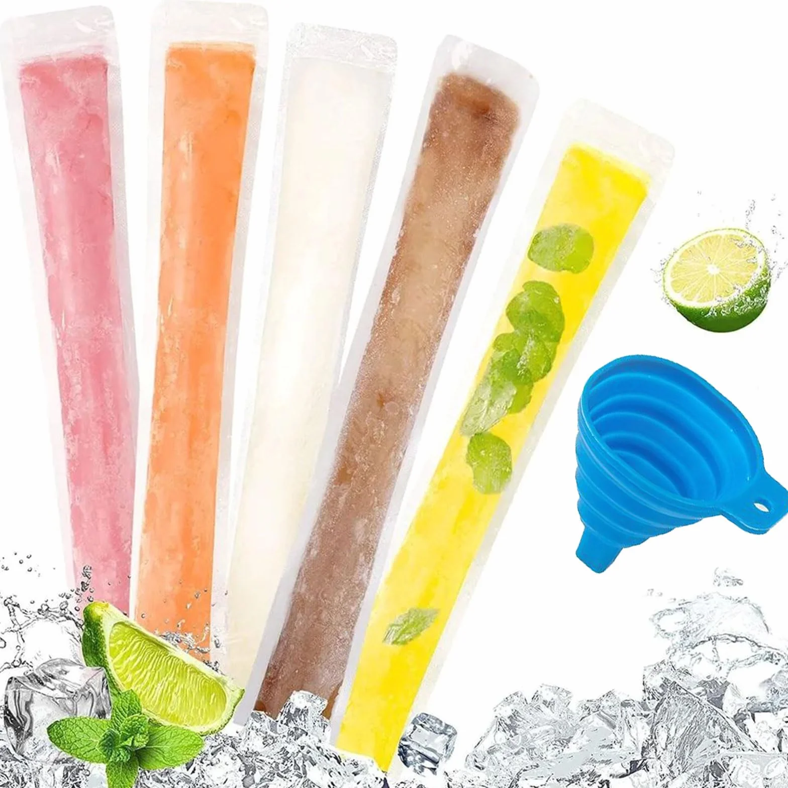 100 szt. Torby na foremki Popsicle Torby Popsicle Formy z lejkiem na jogurt, mrożone cukierki Party Favors