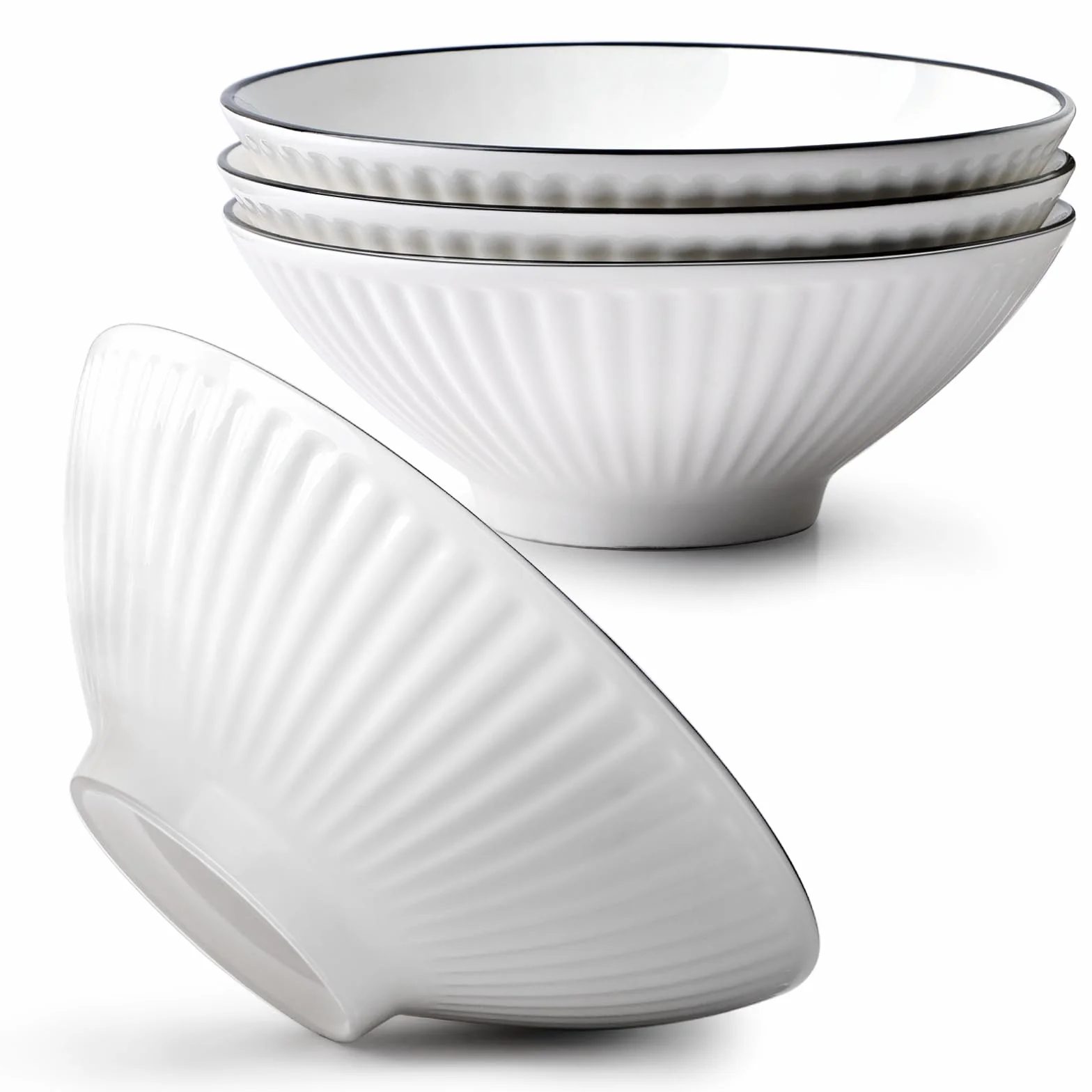 NUTRIUPS Zestaw Misek do Ramenu 20 cm, Ceramiczne Miski do Zupy z Makaronem, Pho i Sałatek, Bezpieczne w Kuchence Mikrofalowej i Zmywarce