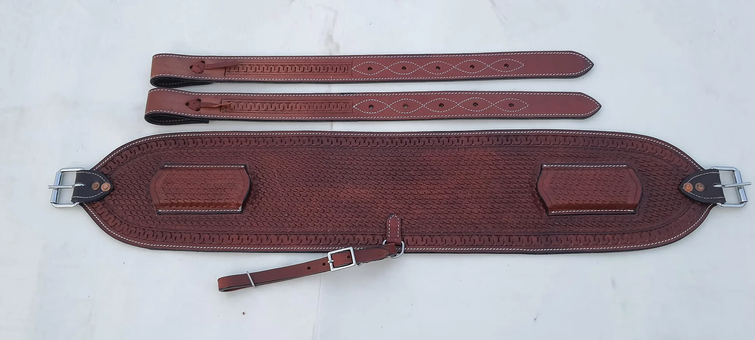Skórzane Siodło Roper Western z Floral Tooled i Kęsami Brązowy