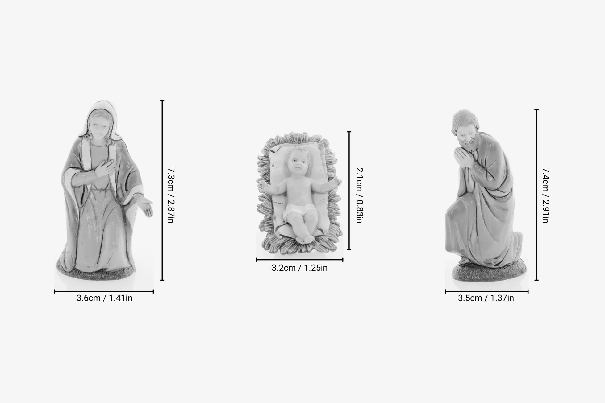 Zestaw do szopki bożonarodzeniowej Moranduzzo z 3 figurkami w skali 3.9 cala 1:20 – STANDARD 10 – Styl 700, Nietłukące się ręcznie malowane figurki, Oficjalny produkt, Wykonane we Włoszech, Rzeźbiarz
