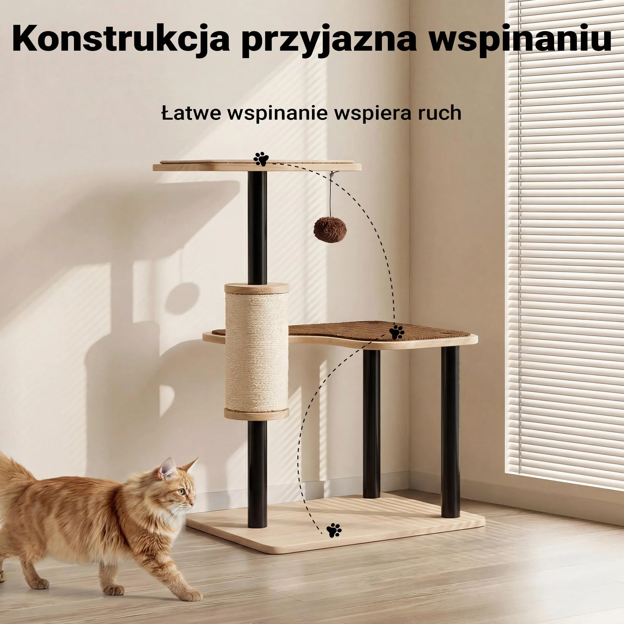 Drapak dla kota metalowy 40 x 30 x 62 cm z sizalem legowisko domek