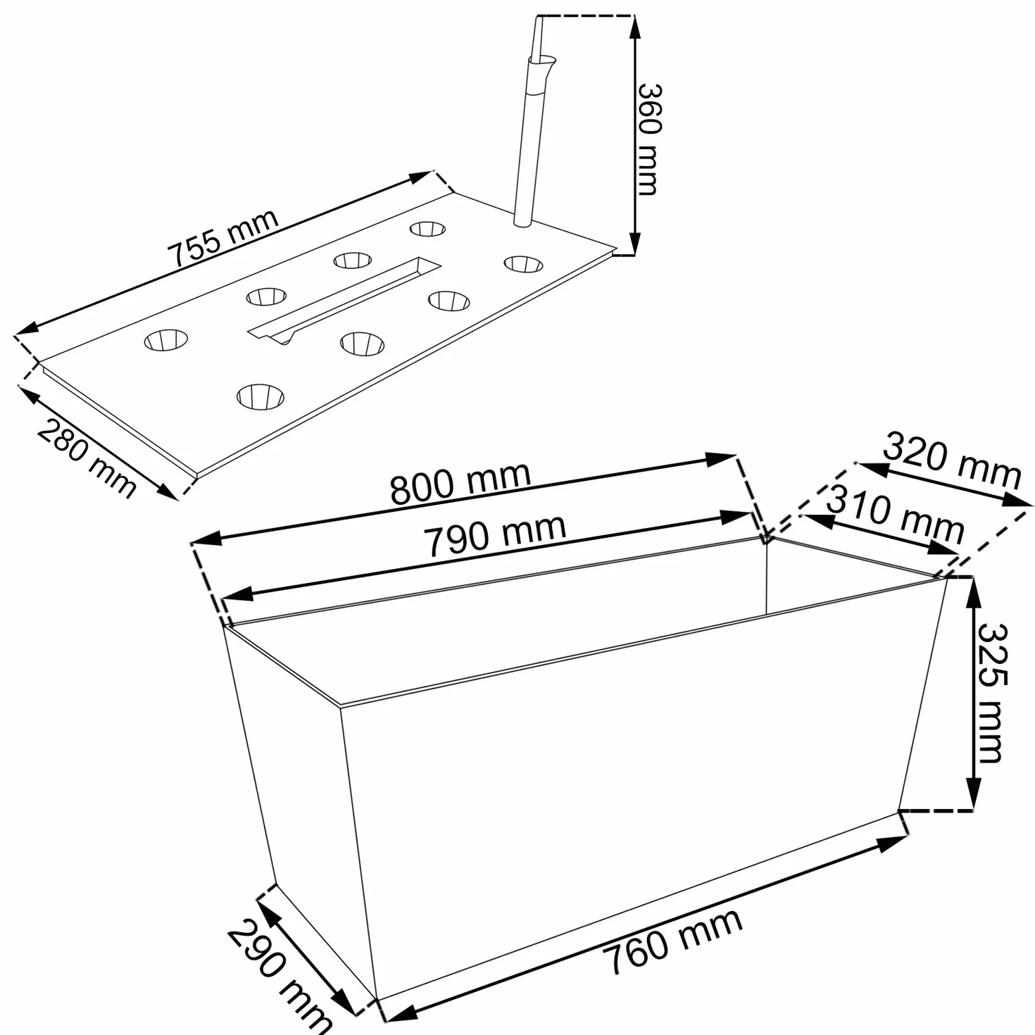 Doniczka Rato Case DRTC800 80 cm Zestaw skrzynia donica wygląd rattanu