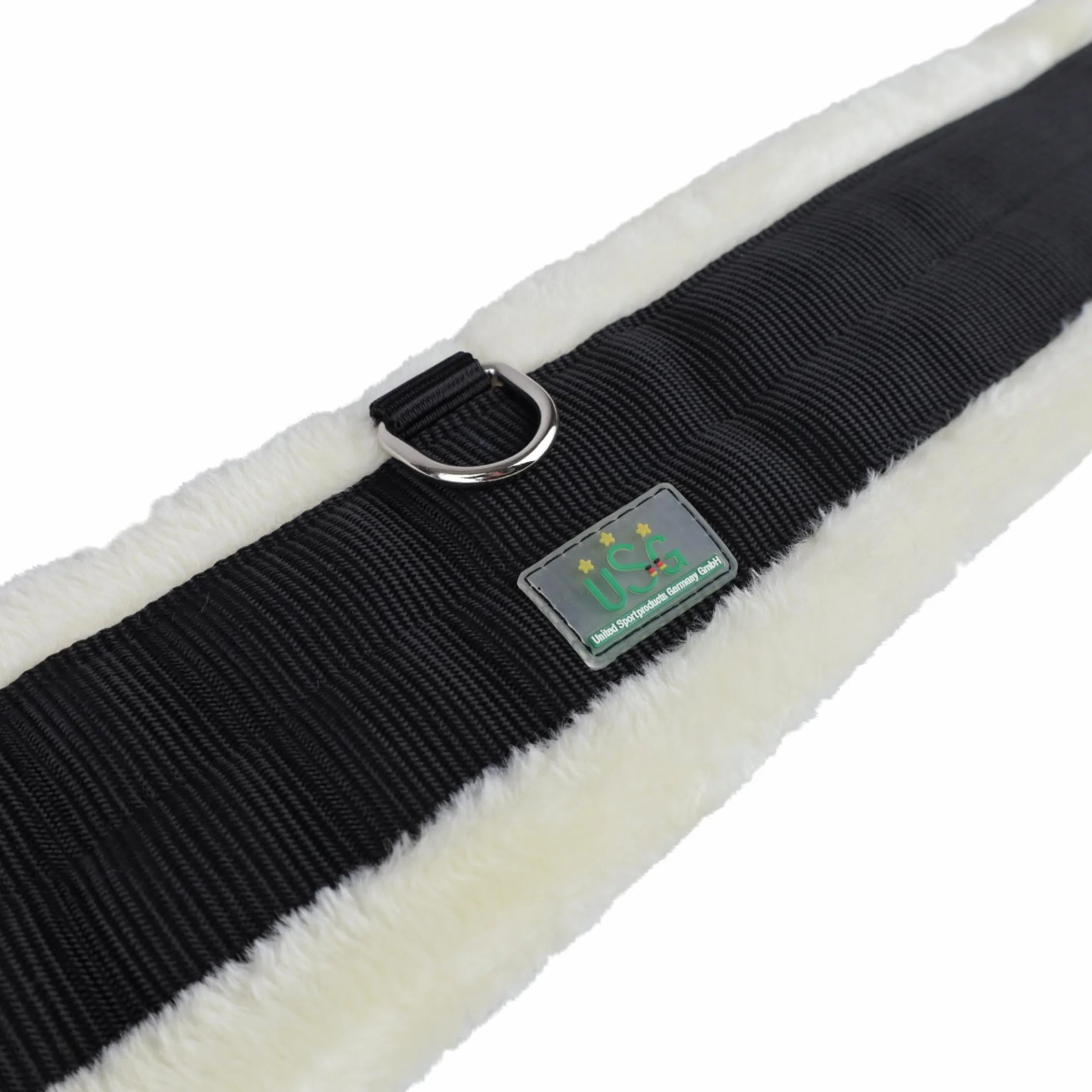 USG nylonowy pas z wyściółką ze sztucznego futra czarny beżowy 125 cm