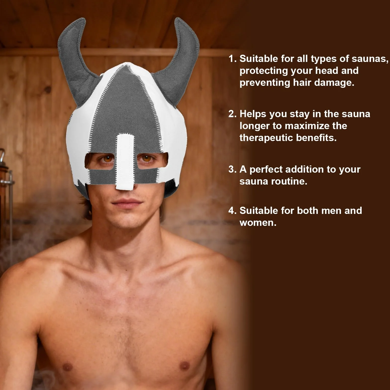 Czapka do Sauny, Ręcznie Robiona Czepek Sauny Naturalna Wełna Kapelusz Wikingów Saunas Akcesoria Kąpieli Prezenty dla Kobiet Mężczyzn Łaźnia Parowa Bania Ochrona Przed Ciepłem
