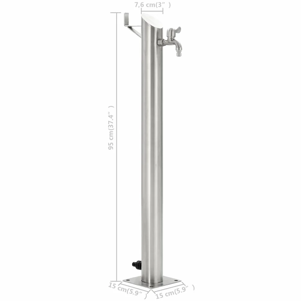 vidaXL Kran ogrodowy na słupku, stal nierdzewna, okrągły, 95 cm