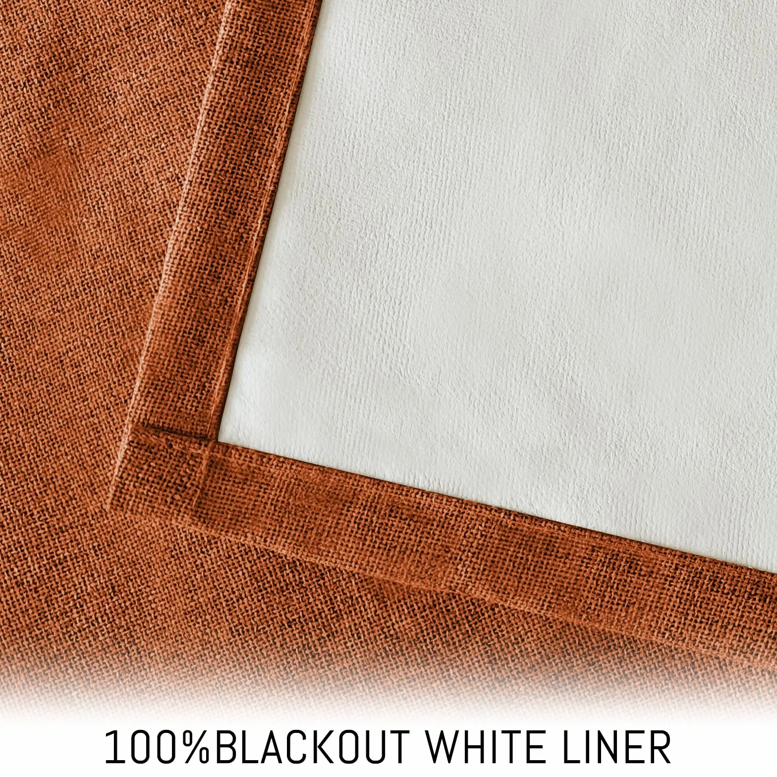 Yakamok Burnt Orange lniane zasłony 100% zaciemniające, 244 cm długości, zasłony zaciemniające do salonu, termiczne przelotki do sypialni, 2 panele z białą wyściółką
