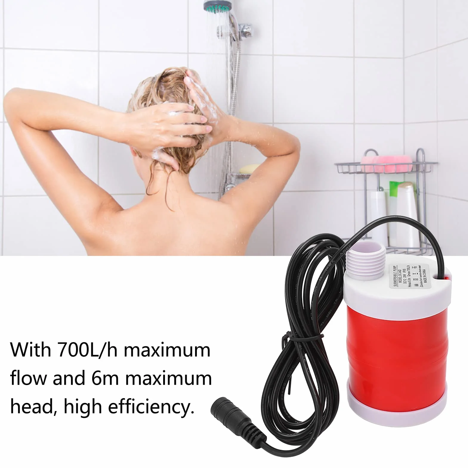 12V 20W 700L/H DC Bezszczotkowa Pompa Zanurzeniowa, Inteligentna Pompa Wysokiego Podnoszenia o Niskim Poziomie HałAsu, do Akwarium, Zaopatrzenia W Wodę, Kempingu na ZewnąTrz