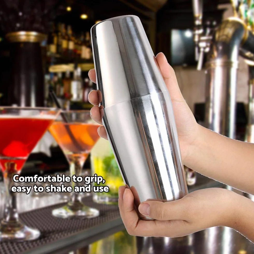 Boston Shaker Zestaw shakerów do koktajli ze stali nierdzewnej Profesjonalny zestaw do robienia koktajli barmańskich 2 sztuki Zestawy puszek do wytrząsania Boston (600/450 ml)