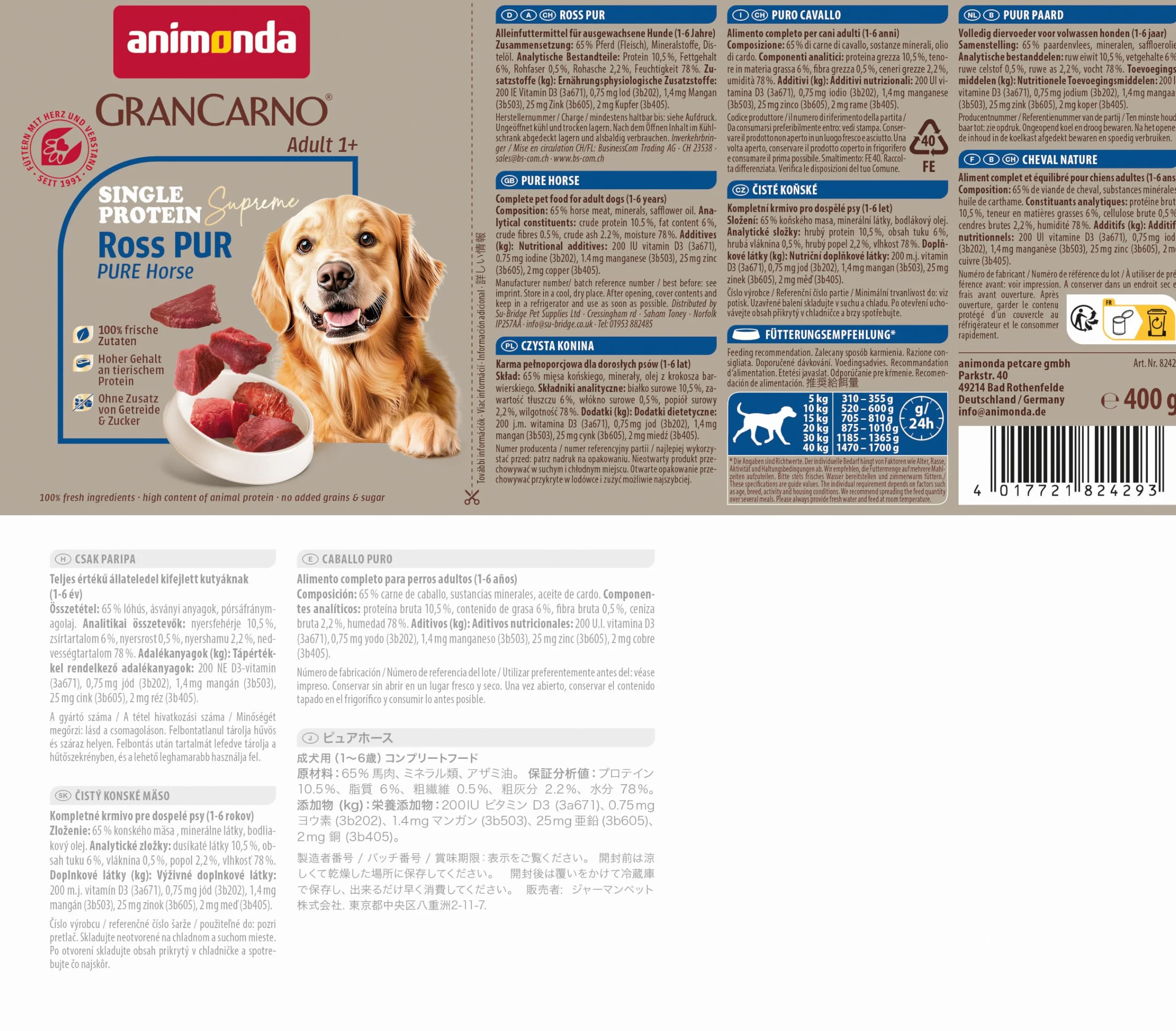Animonda GranCarno Adult Ross pur 400g 6er Pack