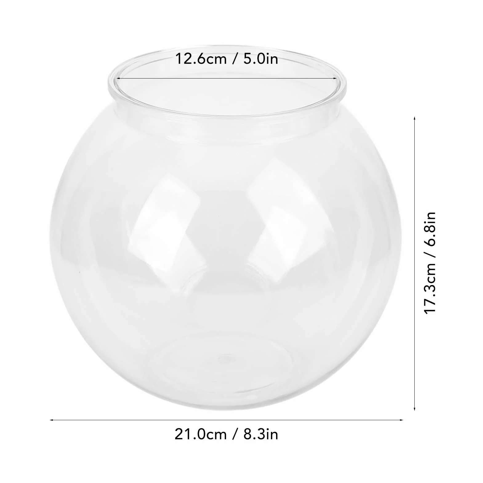Heavy Duty Plastikowe Okrągłe Akwarium W Stylu Odporne Na Pęknięcie Plastikowe Miski Ivy Uniwersalne Małe Okrągłe Akwarium Na Biurko Regał Dekoracje (L)