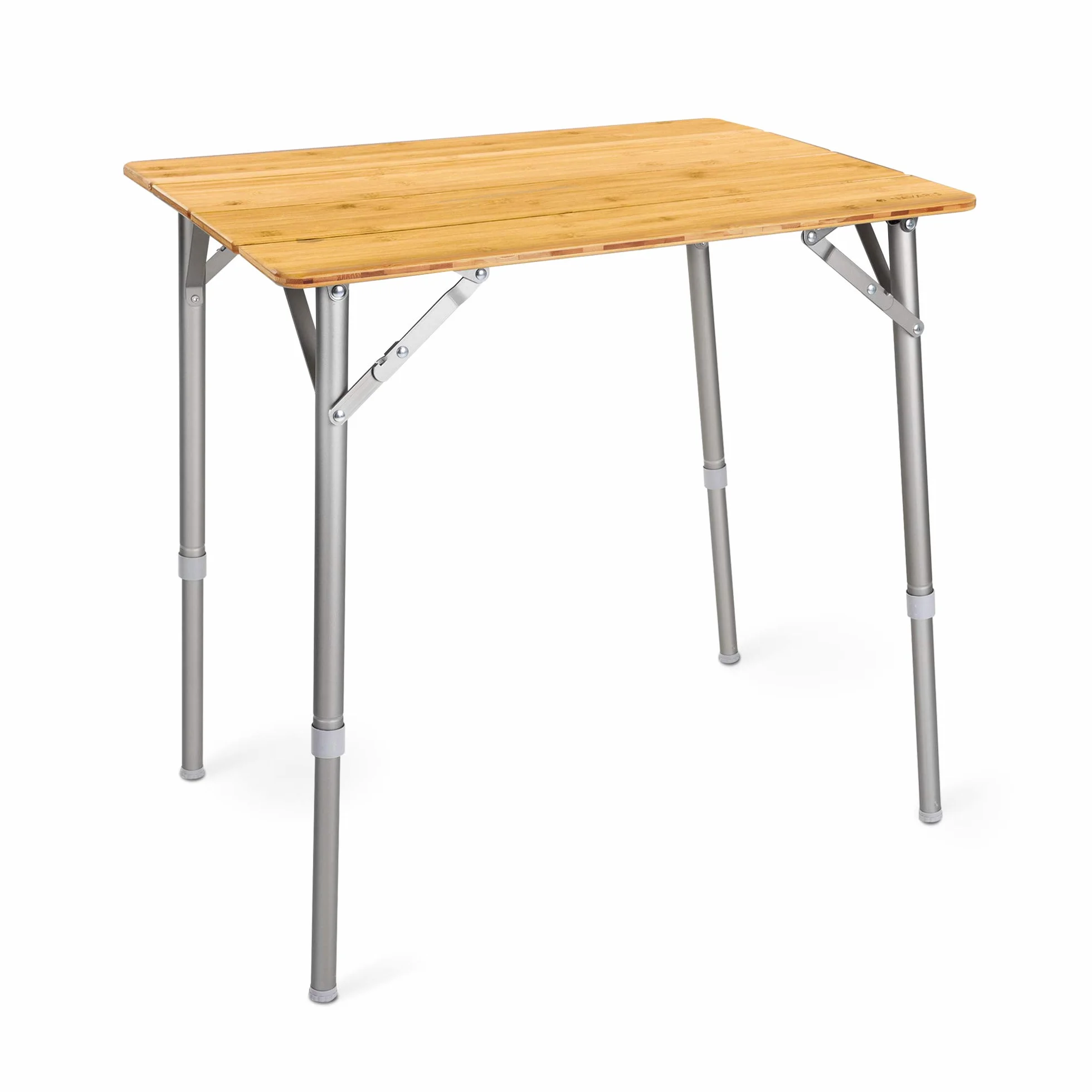 Navaris Bambusowy stół kempingowy, składany, obciążenie do 30 kg, do użytku na świeżym powietrzu, na kemping, wędkowanie, stół aluminiowy, składany, z regulacją wysokości