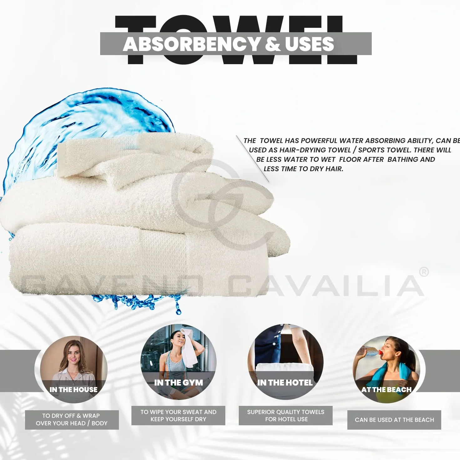 GC GAVENO CAVAILIA Ręczniki do rąk, do łazienki, 700 g/m², z egipskiej bawełny, jakość hotelowa, można prać w pralce, komplet 4 szt., 50 x 85 cm, kremowe