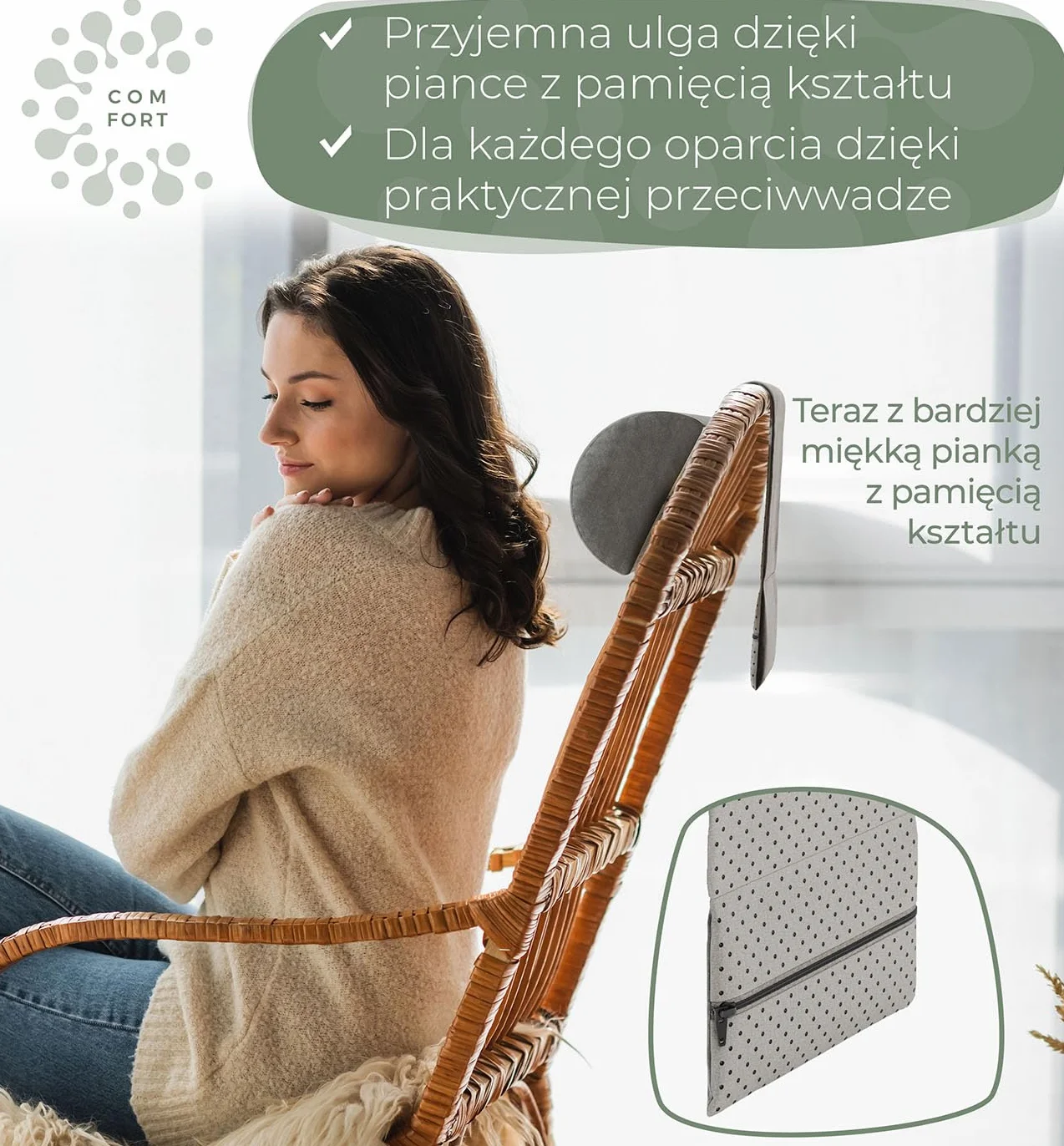 Poduszka pod kark do fotela z przeciwwagą (100% pianka memory), poduszka pod kark, kanapa wisząca, podparcie pod głowę, poduszka pod głowę, poduszka pod kark