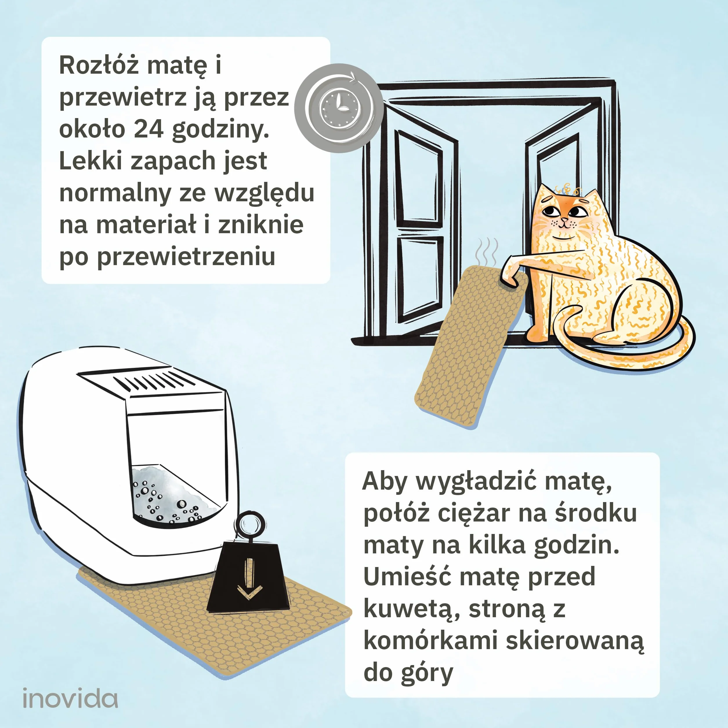 Mata do kuwety Inovida XS 30 x 40 cm beżowa dla kota