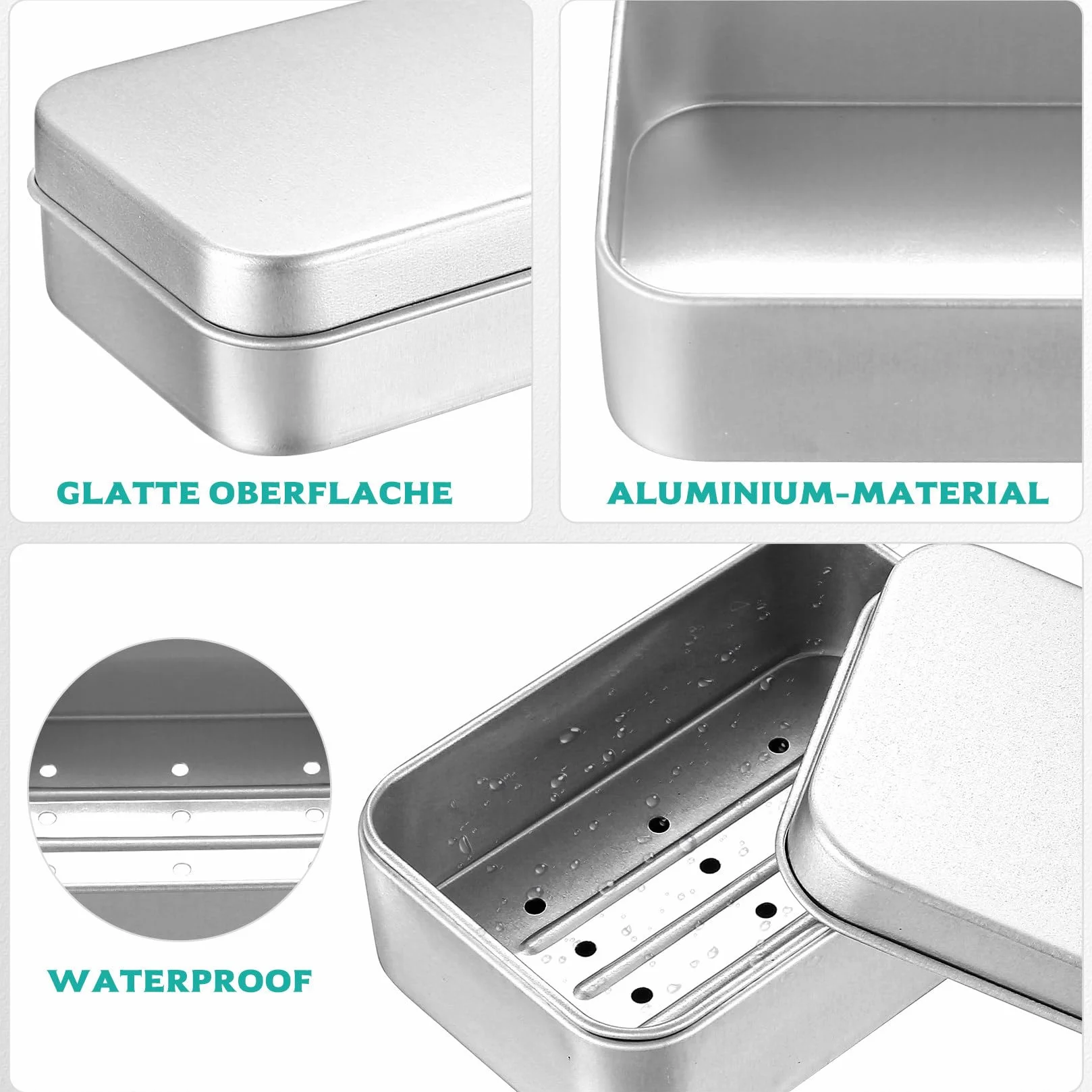 2 szt. etui podróżnych na mydło, aluminiowa mydelniczka 150 ml, etui podróżne na mydło, metalowa mydelniczka, podróżny pojemnik na mydło, szczelna mydelniczka, puszka na mydło z odpływem i
