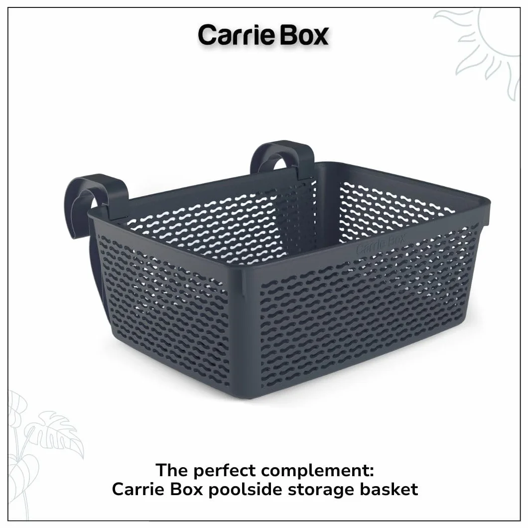 Carrie Box Uchwyt podbieraka z tworzywa sztucznego pochodzącego z recyklingu, drążki teleskopowe, łamanie liści, przechowywanie, akcesoria basenowe, czyszczenie basenu, basen ze stelażem (kolor szary)