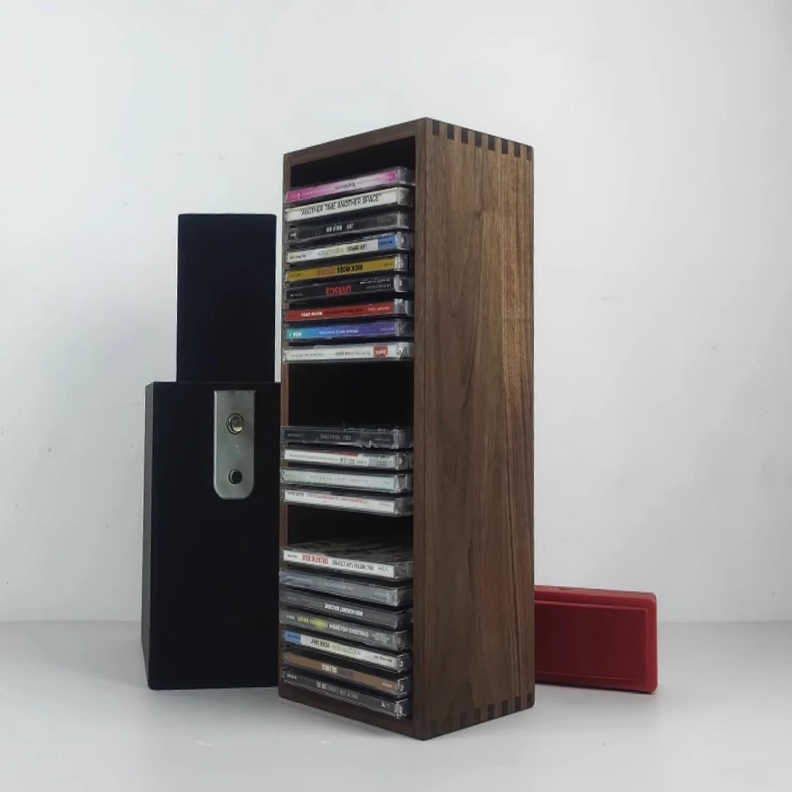 Regał do przechowywania albumów muzycznych w stylu vintage, półka do przechowywania płyt CD, półka na książki, dwuwarstwowy organizer do przechowywania multimediów może pomieścić 50 arkuszy, stojak na