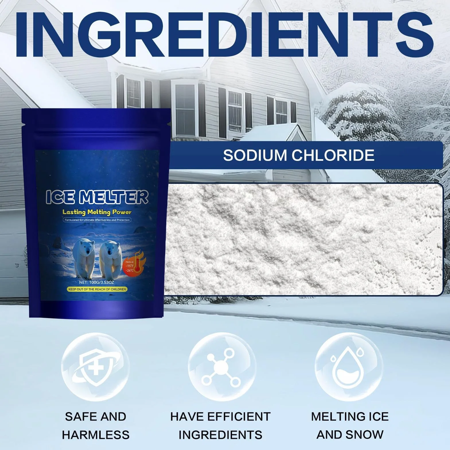 Torba Winter Shield's Rock Salt do utrzymywania i ?cie?ek czystego lodowego ?niegu, topienia ?niegu, ?cie?ek i topników, sól chodnikowa, bezpieczny dla zwierz?t