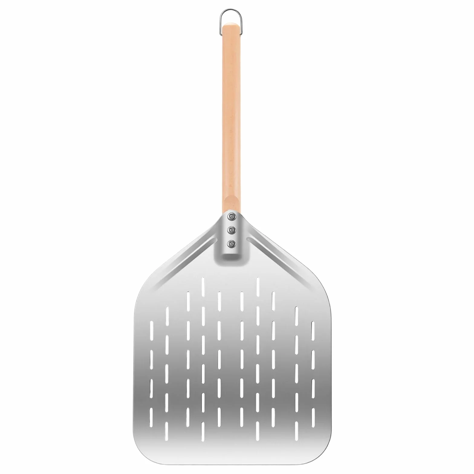Łopatka do pizzy ze stali nierdzewnej, perforowana, 40 x 30 cm – profesjonalna łopatka do pizzy 12 cali ze zdejmowanym uchwytem do pieca do pizzy, grilla i pieczenia