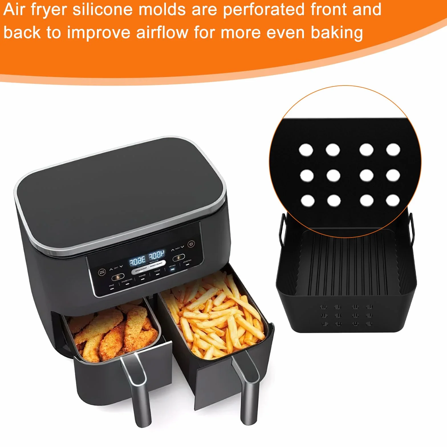 2 szt. Airfryer akcesoria do Ninja Foodi Max Dual Zone Af400eu Af300eu 9,5l, silikonowe wkładki Ninja do Foodi Max Double Stack Sl400eu, Airfryer silikonowa forma do frytkownicy na gorące powietrze