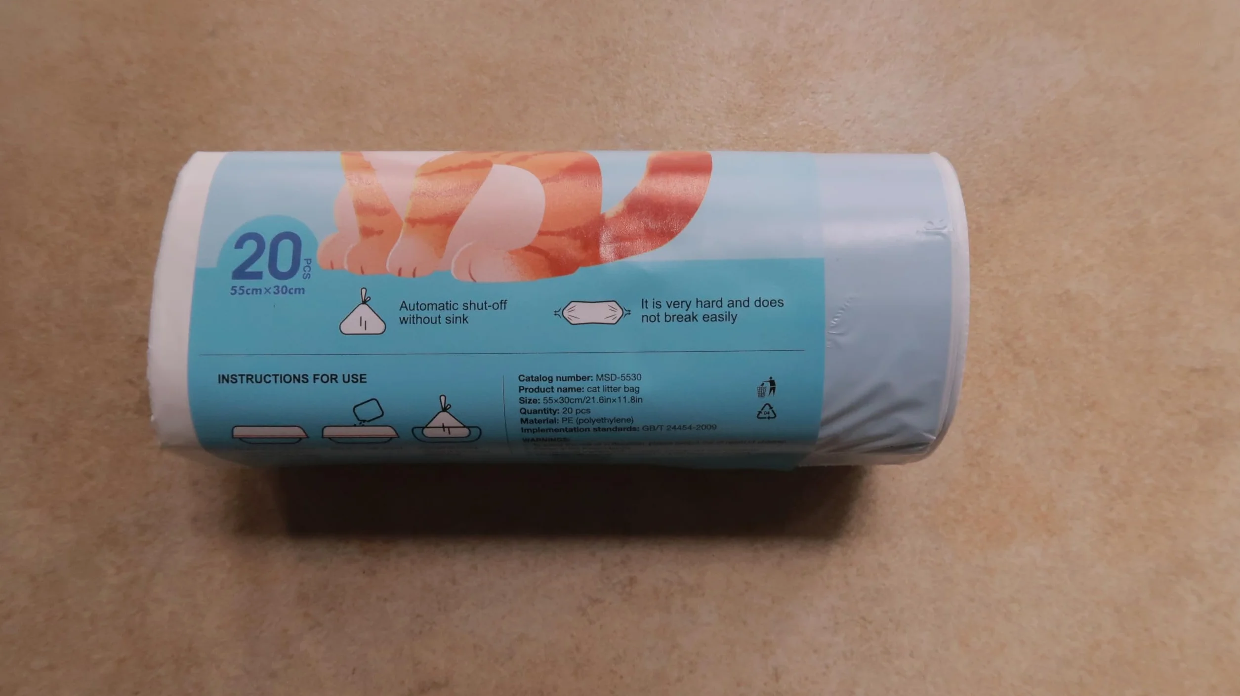 BUNMO Worki na odchody dla kotów, do pura Max, Max 2 i X, 5 rolek x 20 (100 sztuk), 55 x 30 cm
