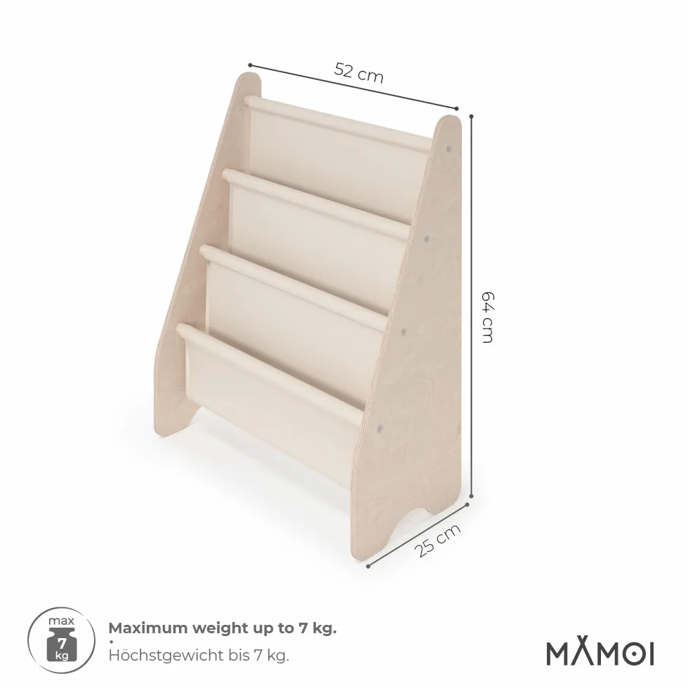 MAMOI® Regał na książki dla dzieci, skrzynka na książki do pokoju dziecięcego, regał na książki, drewniana ławka na książki, meble dziecięce, montessori