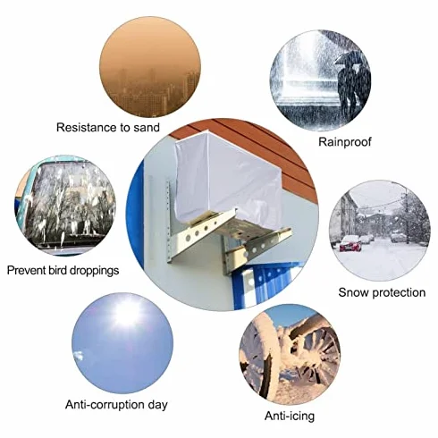 Square Air Conditioner Cover, 3 Sizes Anti-Dust Anti-Snow Waterproof Dustproof Sunproof Window Air Conditioner Protects with Tie Rope for Home Outdoor Use(Silver)[#3 94 * 40 * 73cm]