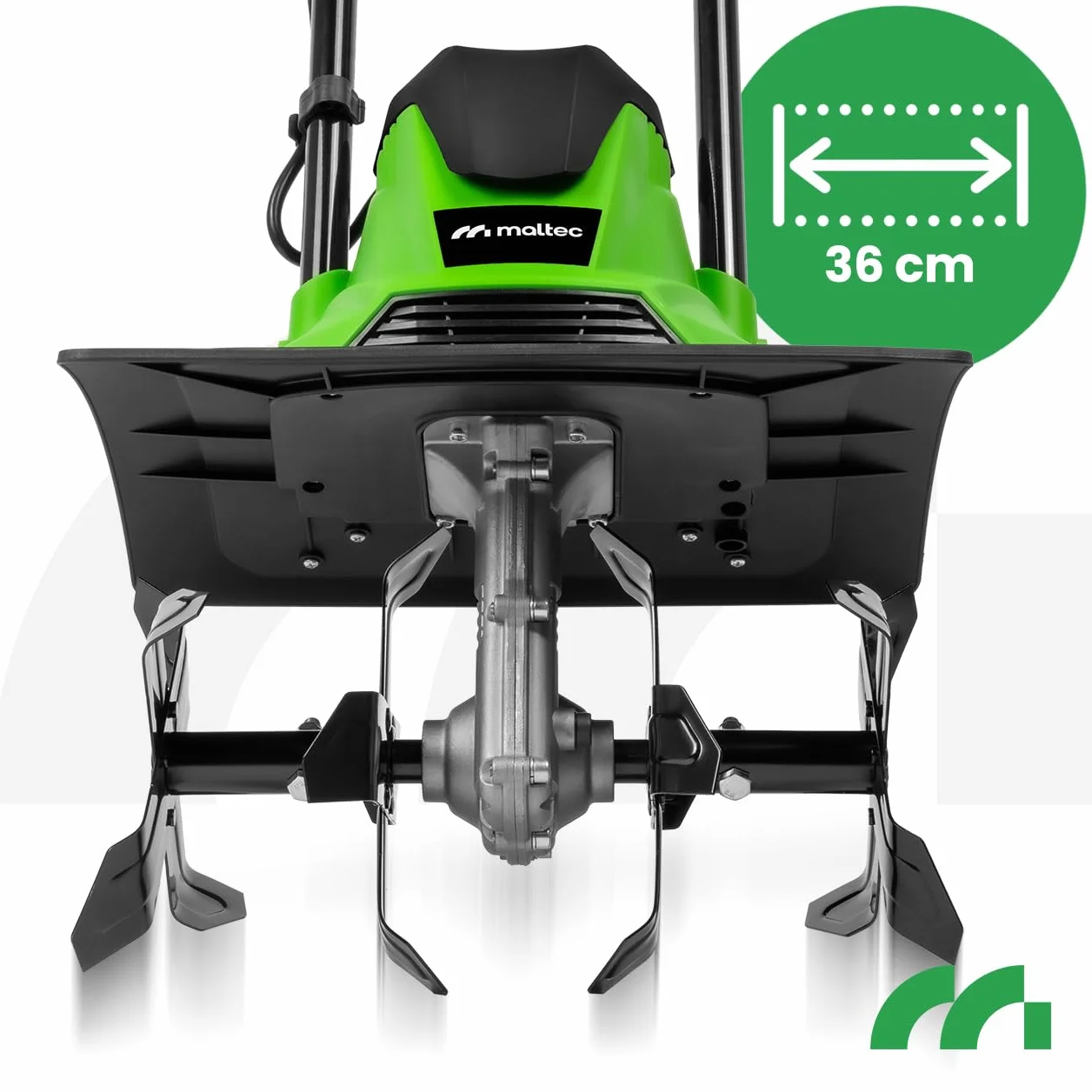 MalTec MasterTill elektryczna glebogryzarka ogrodowa glebogryzarka, szerokość robocza 36 cm, głębokość robocza 22 cm, kultywator, 4 noże do siekania
