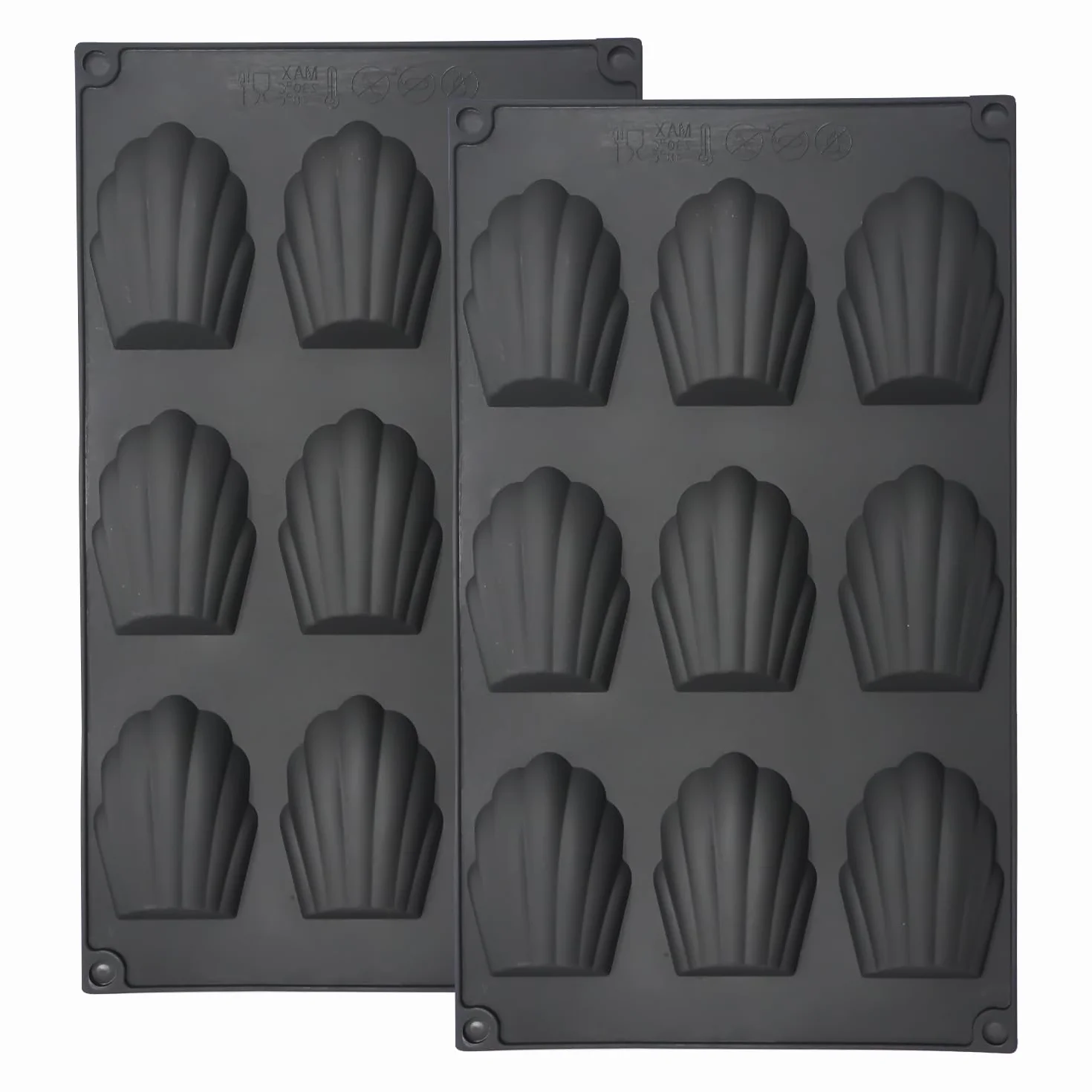 YXHZVON 2 sztuki formy do pieczenia Madeleine, silikonowe formy do Madeleines z 9 zagłębieniami, forma Madeleena do ciast, czekolady, słodyczy i ciasteczek (czarne)