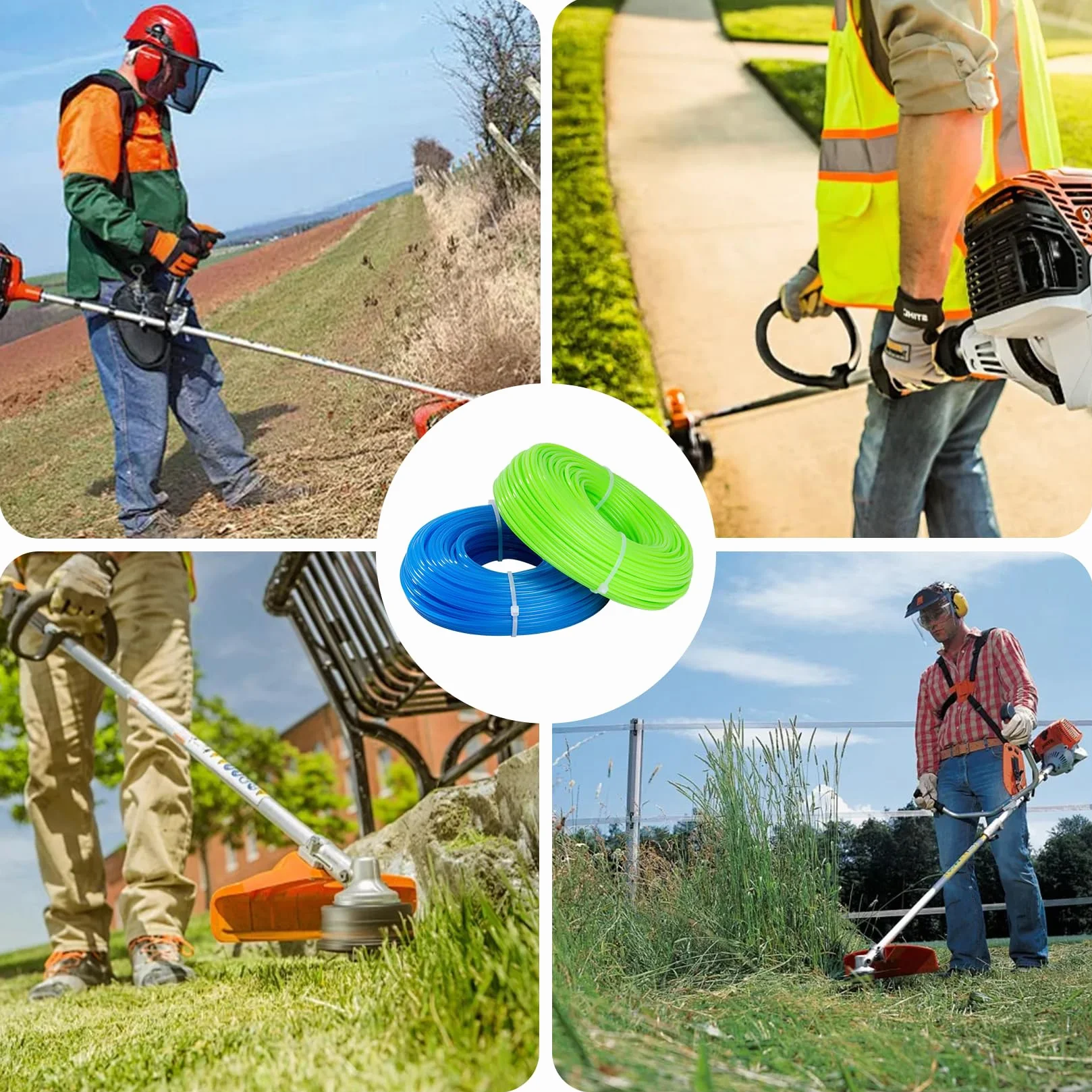 2 rolki żyłki do podkaszarki 2,4 mm, 100 m, nylonowa, żyłka do podkaszarki do trawy, żyłki ogrodowej, podkaszarki do trawy (zielona, niebieska, 50 m x 2 szt.)