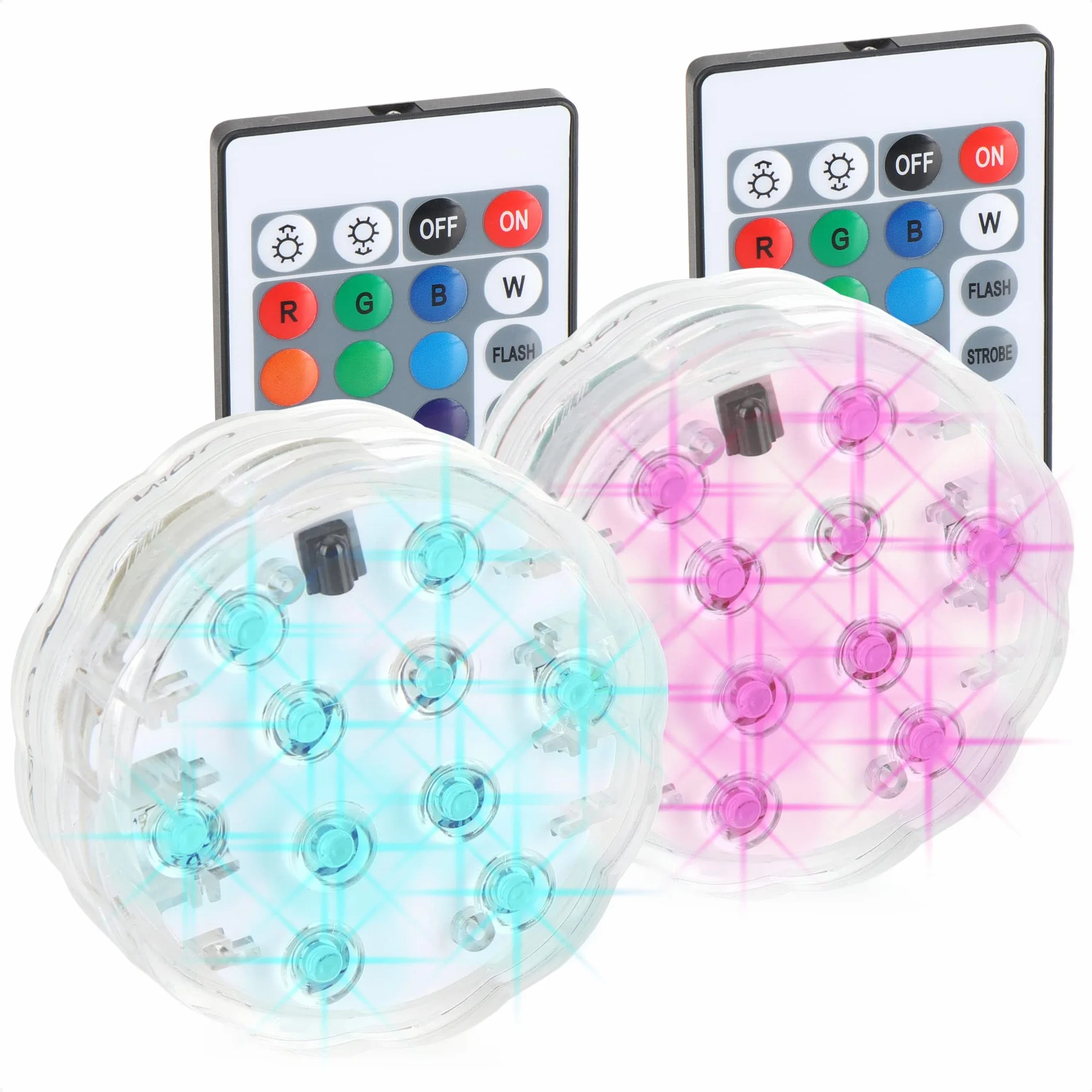 COM-FOUR® 2x LED oswietlenie basenowe z funkcja zmiany koloru - Energooszczedne i zasilane bateryjnie oswietlenie dla oazy relaksu (02 sztuki - lampa basenowa LED)
