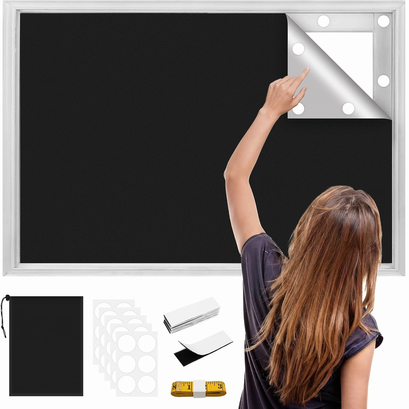 Roleta Zaciemniająca Bez Wiercenia, 200 X 145 Cm, Przenośna Roleta Zaciemniająca Na Okno, Oxford 420D, 100% Materiał Zaciemniający, Rolety Do Okien Bez Wiercenia, Do Sypialni, Sypialni, Na Strych I