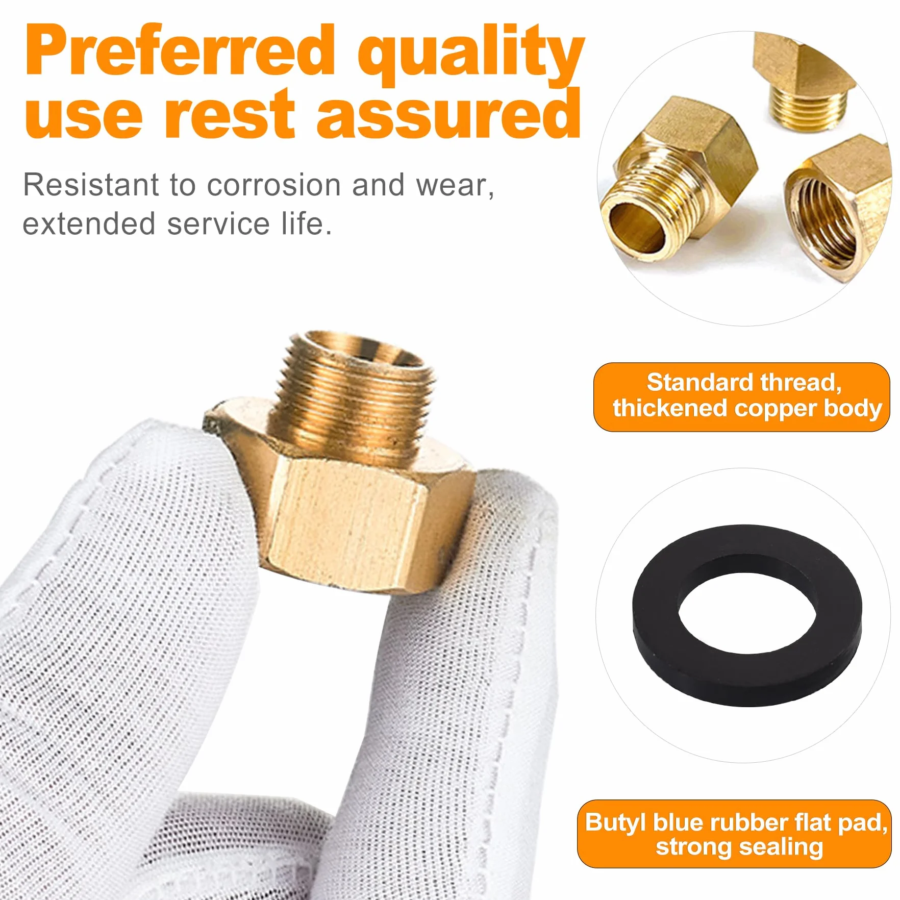 Adapter do gazu 1/2 na 1/4, adapter przyłącza gazu, zestaw adapterów do butli gazowych Europa, adapter do węża gazowego, adapter do butli gazowych