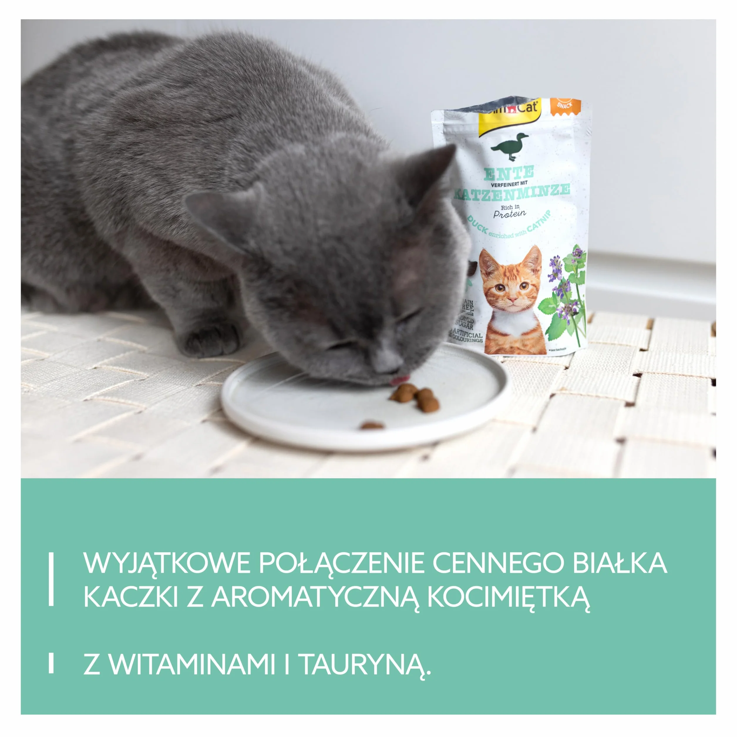 GimCat Crunchy Snacks Kaczka z kocimiętką – chrupiące przysmaki dla kota, 50 g