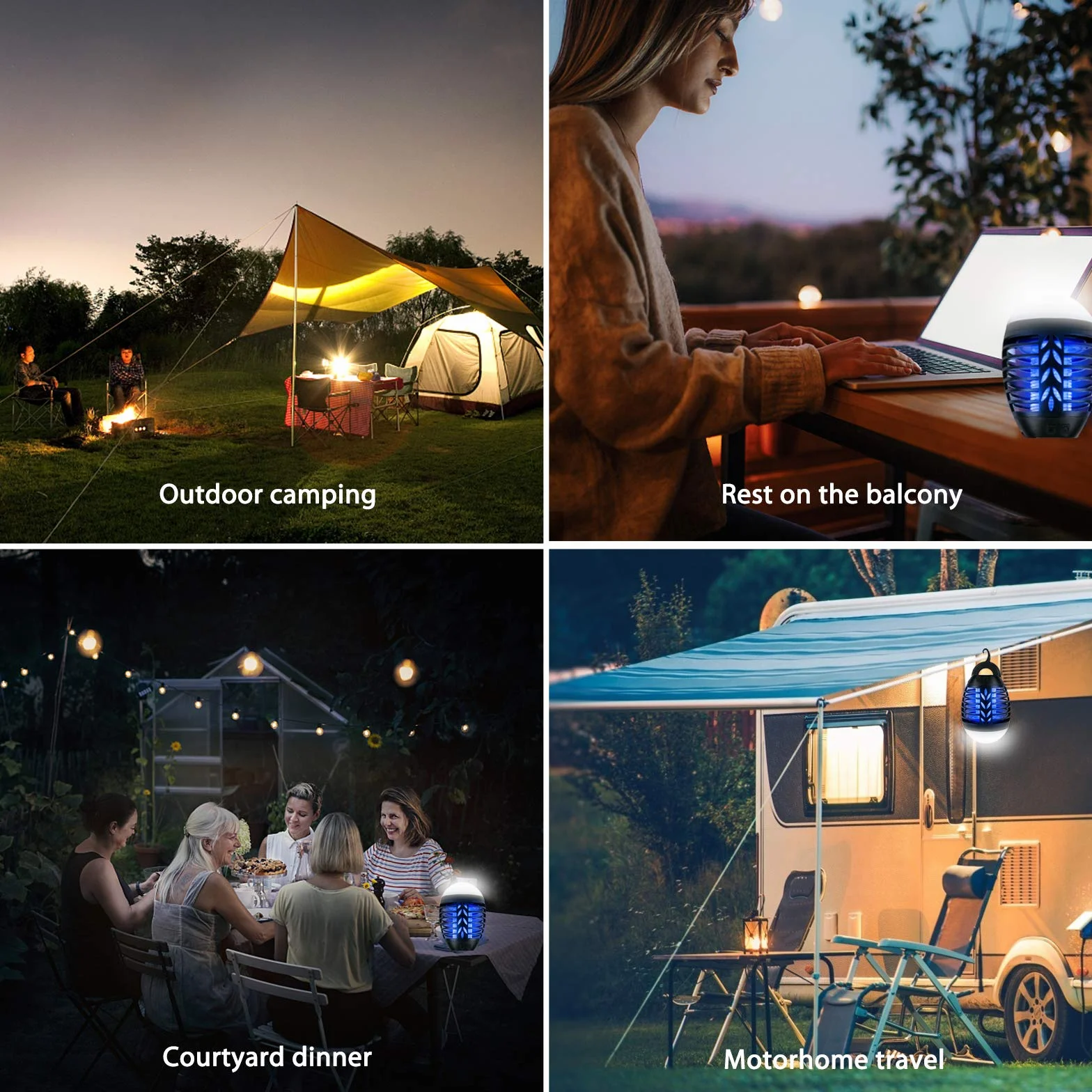 Lampa owadobójcza na kemping, do użytku na zewnątrz, lampa LED na komary, USB, 2 w 1, elektryczna, ładowana, z 3 trybami oświetlenia, ochrona przed komarami, lampa do użytku na zewnątrz