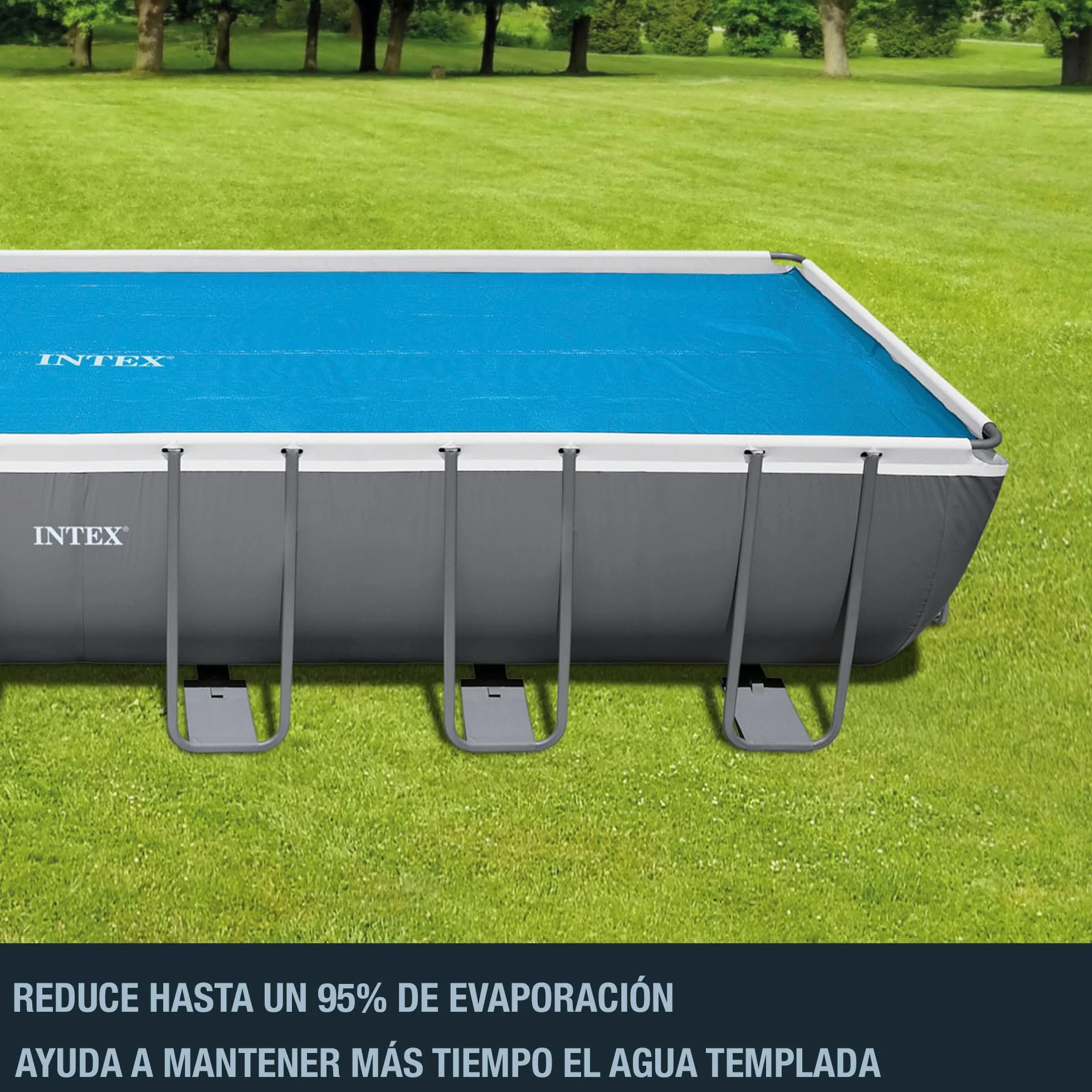 Intex Plandeka solarna do Ultra Frame prostokątna 732 x 366 cm, grubość 160 mikronów, wielkość produkcji: 716 x 346 cm, 28017 niebieska