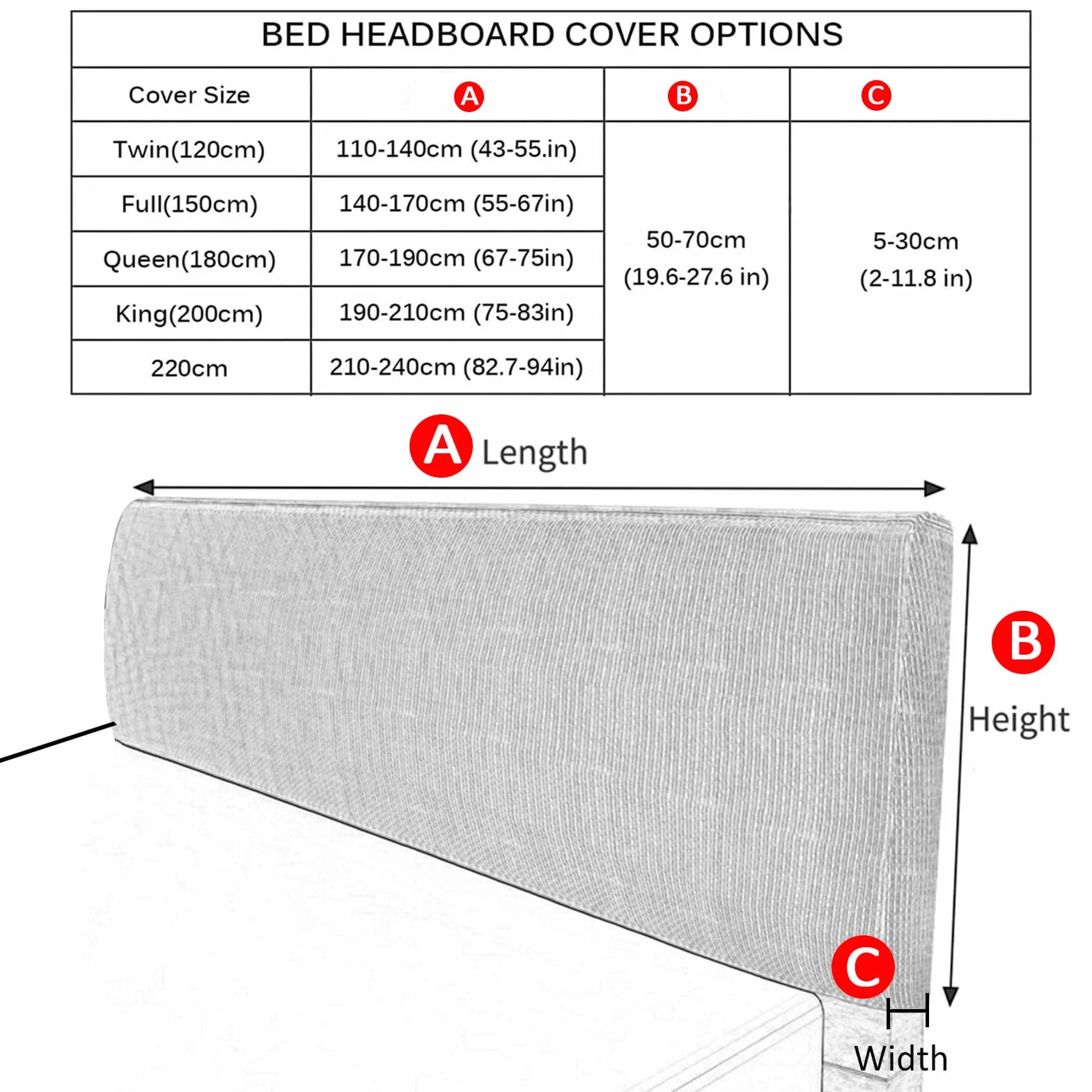 Pokrowiec na zagłówek łóżka, Queen King Size Slipcover do dekoracji sypialni, Velvet Bed Headboard Slipcover, All-Inclusive Headboard Dustproof Cover,Light grey,180cm