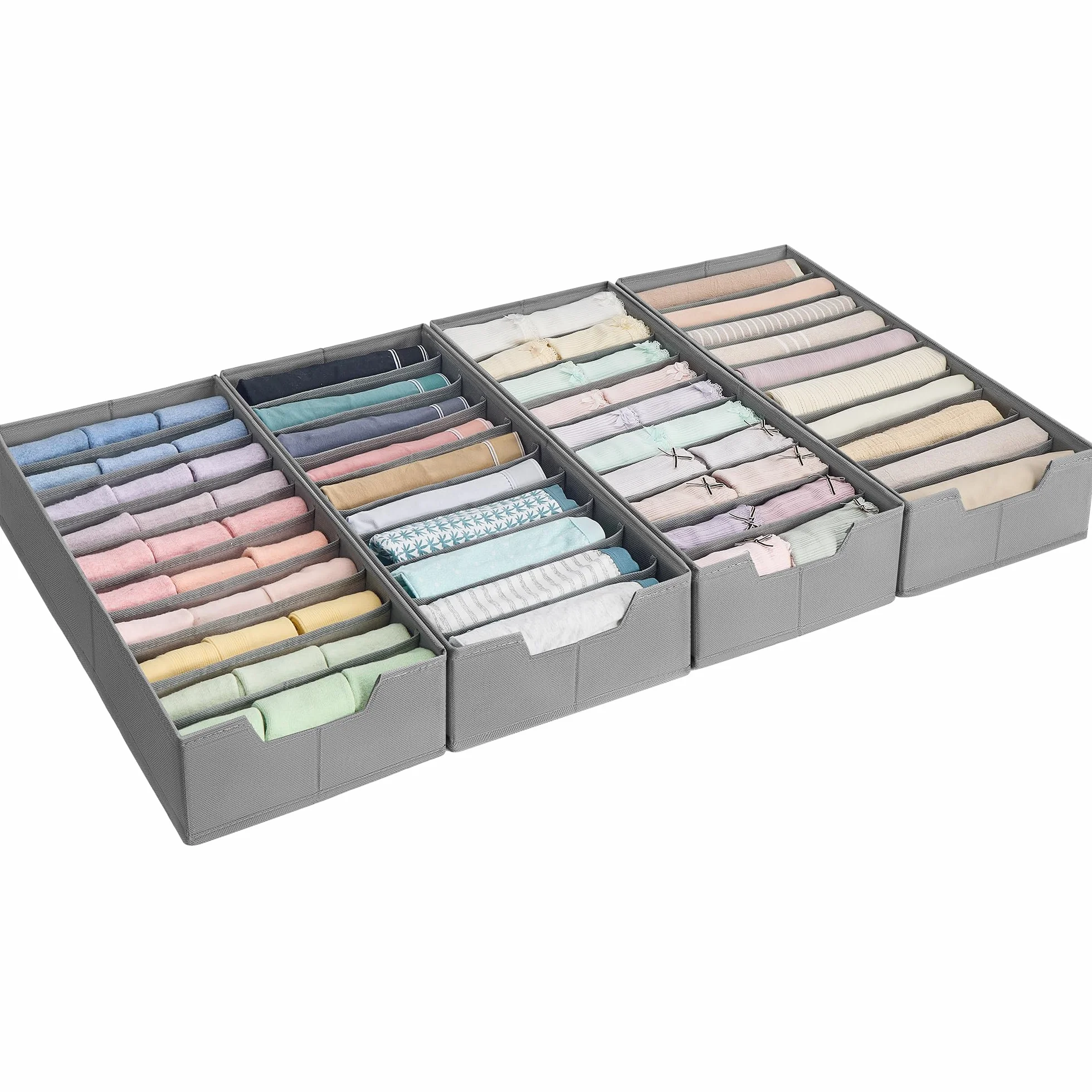 SONGMICS Zestaw 4 przegródek do szuflad IKEA PAX z separatorami, składanymi organizerami bielizny, 50 x 22 x 10 cm, szary taupe RUS015G01