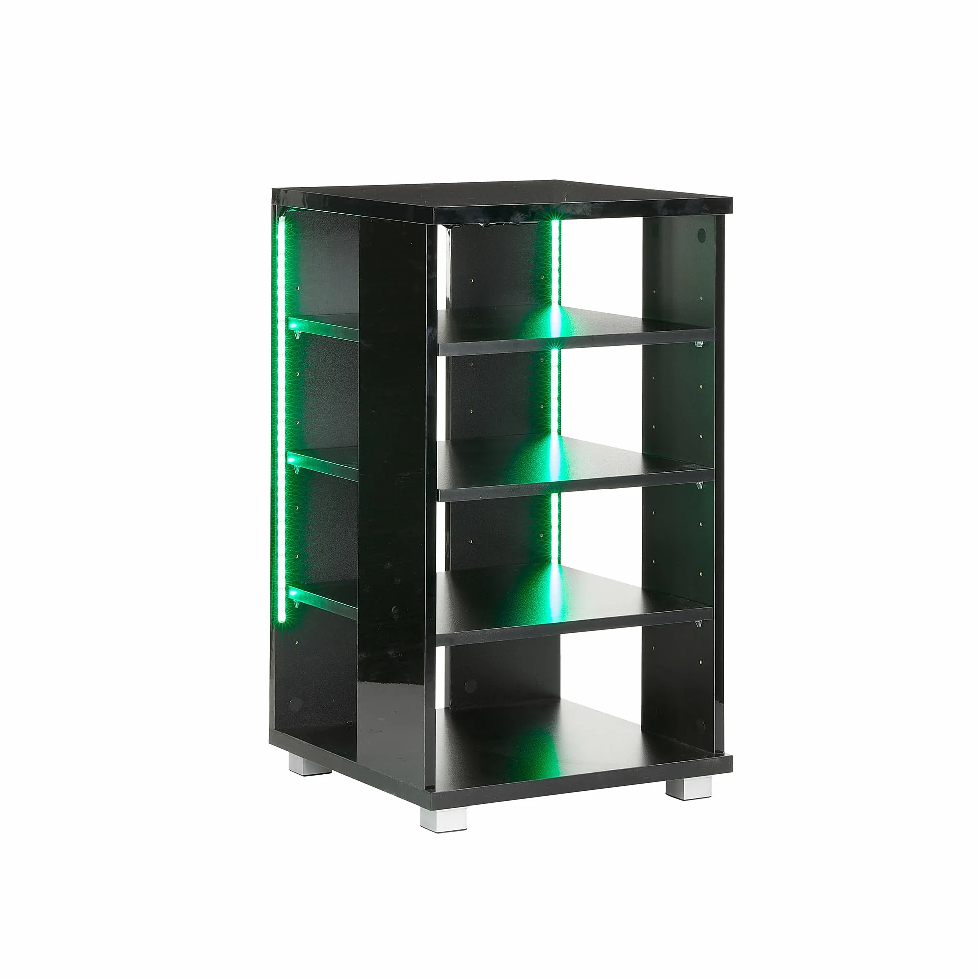 Stojak Hi-Fi z 5 półkami AV, nowoczesny stojak na konsolę pod telewizor z regulowanymi półkami, biały regał do przechowywania Hi-Fi ze światłami LED RGB, stojak do odtwarzacza płyt, głębokość 50 cm