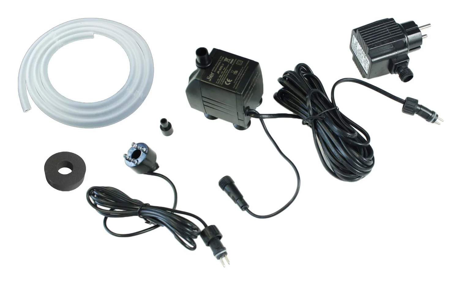 Pompa do fontanny 800 l/h z 1 x LED Spot kompletny zestaw, pompa do strumienia, pompa do stawu (800 l/h, ciepła biel)