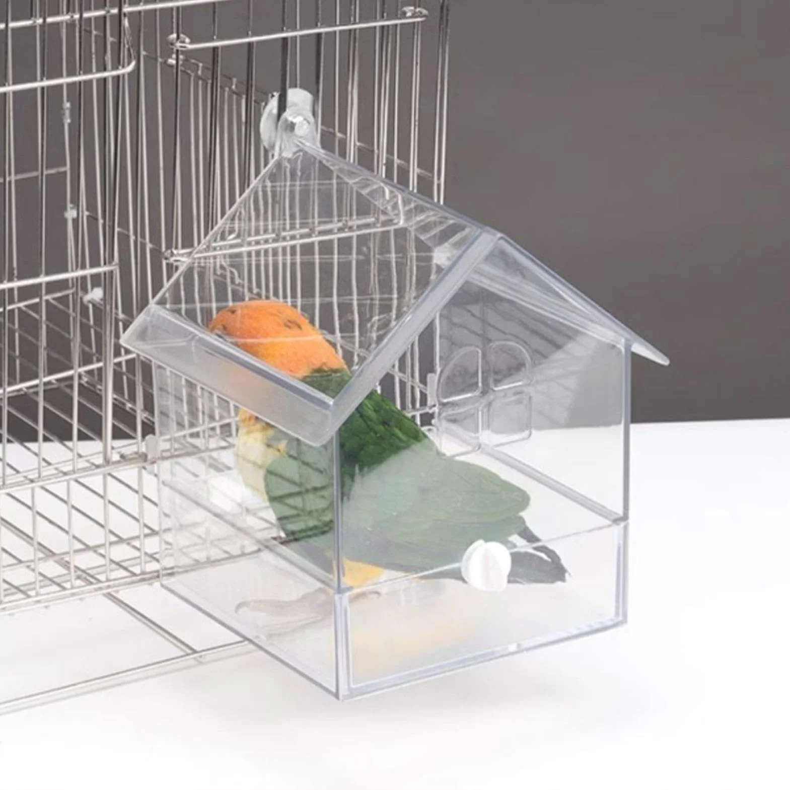 Acrylic Bird Bath for Cage, Large No-Leak Bathtub, Drawer-Style Easy-Clean Design for Cockatiels Small Birds