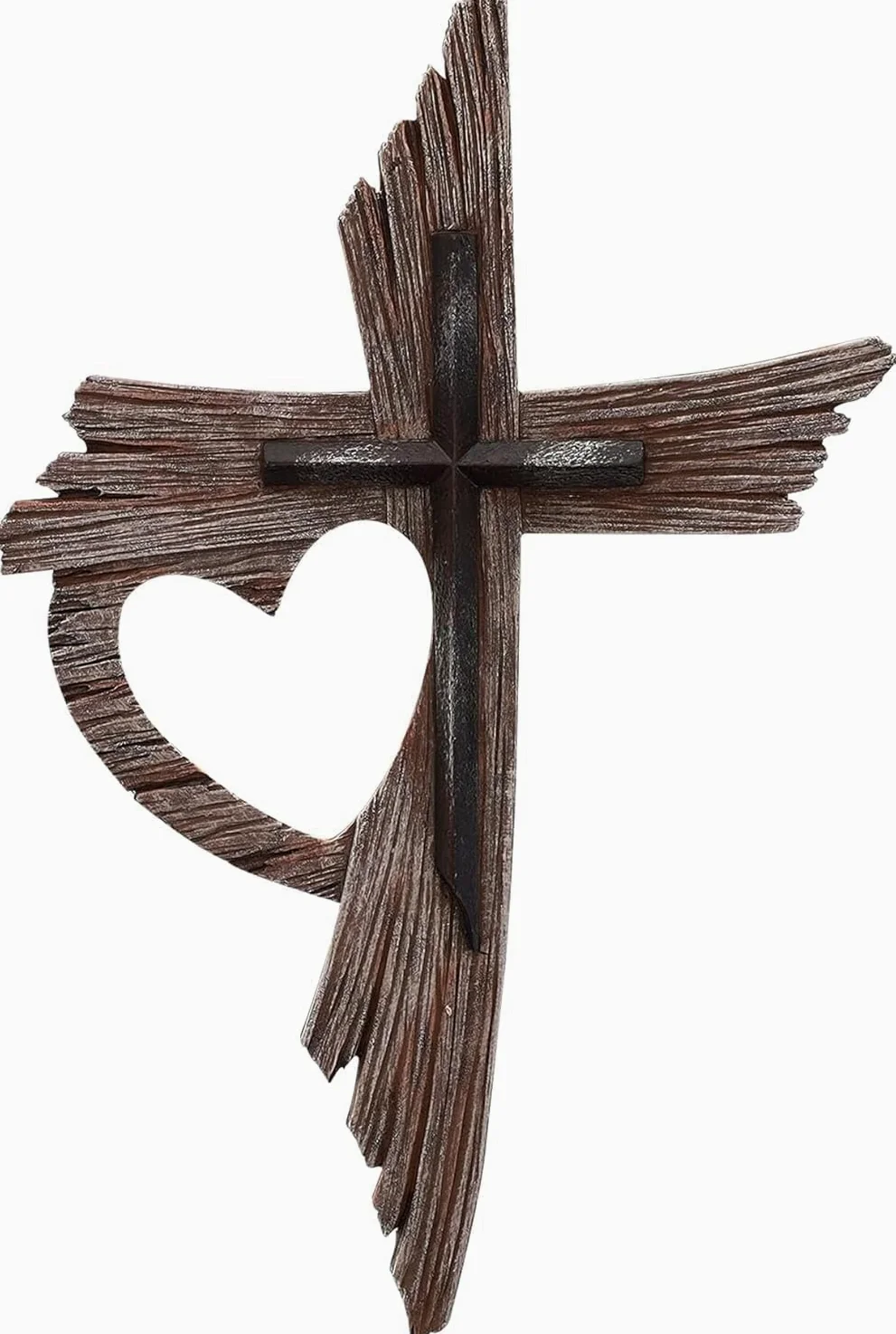 JYYWTSI Krzyż Ścienny, Vintage Krzyż Jezusa Drewniany, Drewniany Krzyż 20 x 30 cm Krucyfiks z Nadrukiem Dekoracja Chrześcijańska Religijna do Salonu, Kościoła, Chrztu, Komunii, Świąt