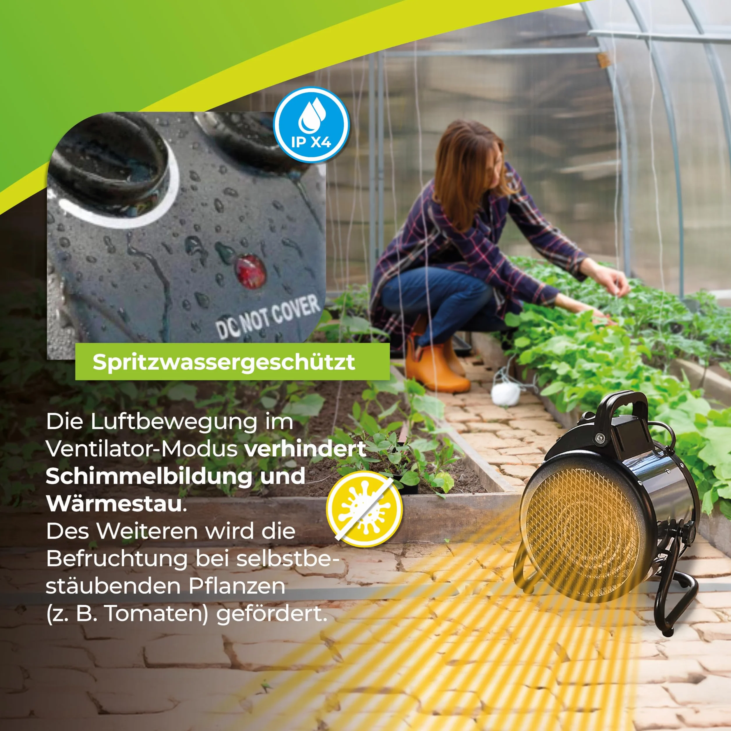 Bio Green Palma Grzejnik Elektryczny dla Roślin, Czarny/Biały, 2000 W