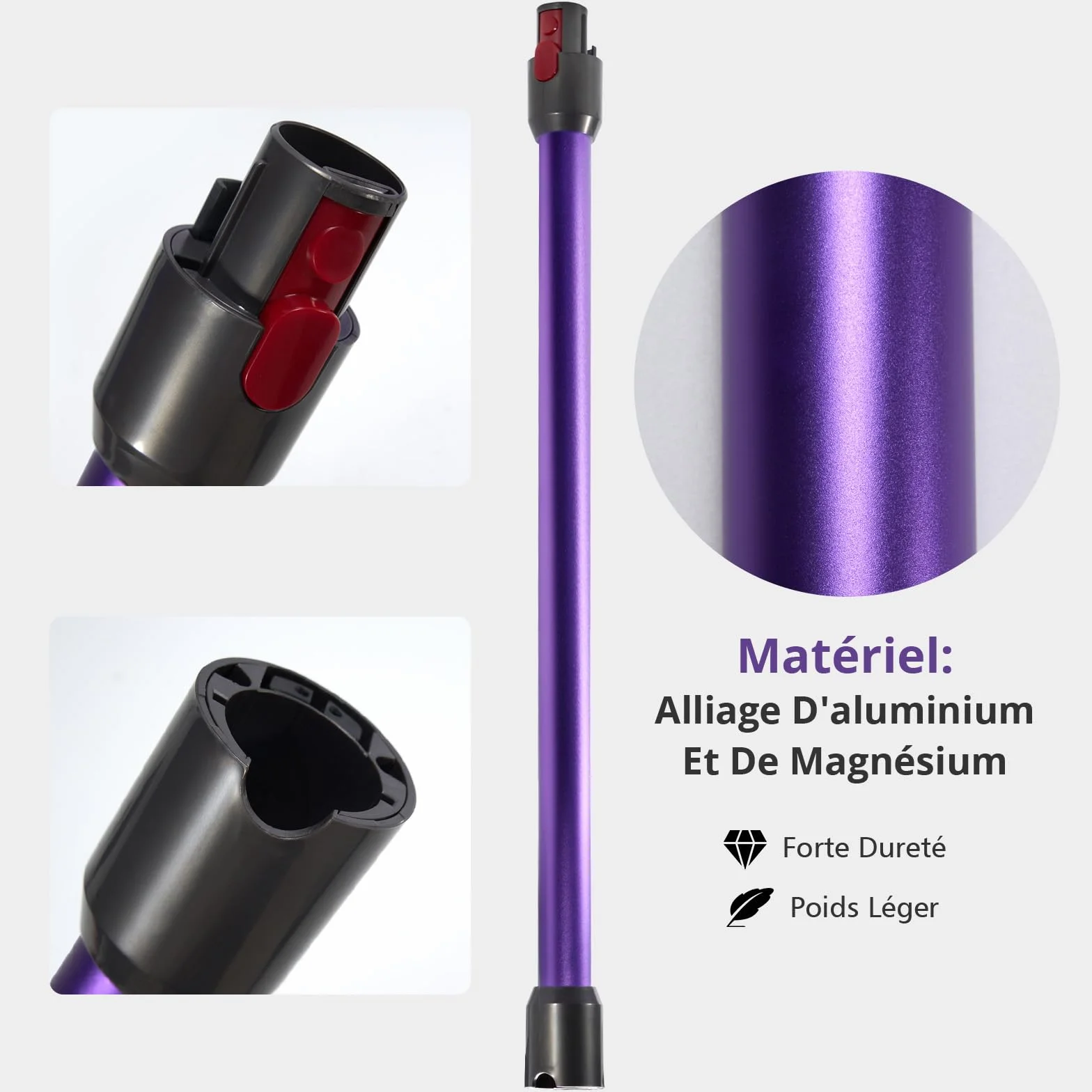 Rura Teleskopowa Kompatybilna z Dyson V15, V11, V10, V8, V7 - Rura Przedłużająca do Odkurzacza z 2 Małymi Szczotkami, 73 x 5 x 5 cm