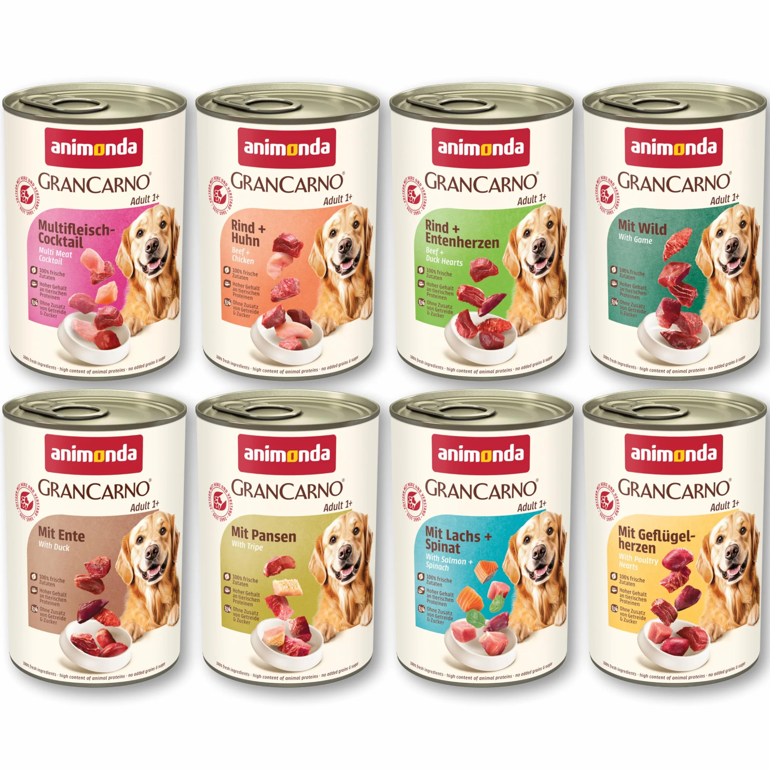 animonda Grancarno Megapack dla dorosłych (48 x 400 g), karma dla psów dorosłych, mokra karma ze 100% świeżymi, mięsistymi składnikami, karma dla psów bez zbóż