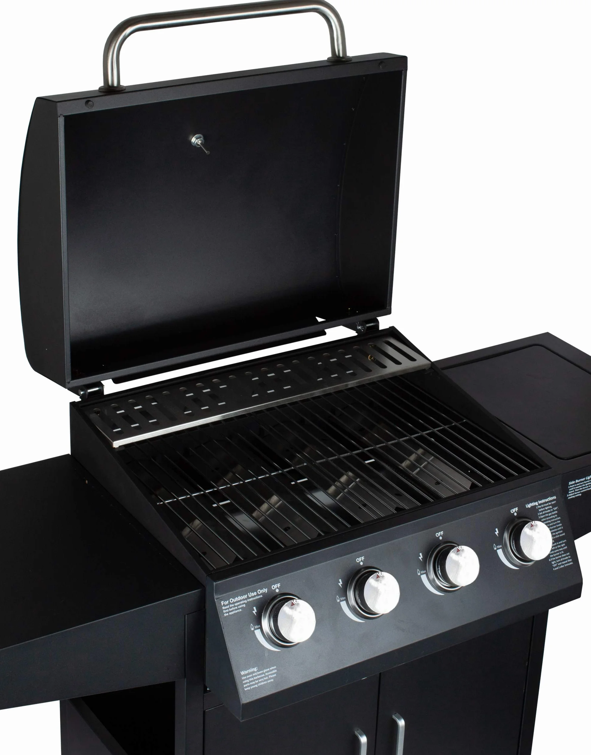 GrillMaster Grill Gazowy PartyTogether 4+1 + Pokrowiec, Ogrodowy, Na Gaz, z Termometrem, z Kółkami, z Dodatkowym Palnikiem