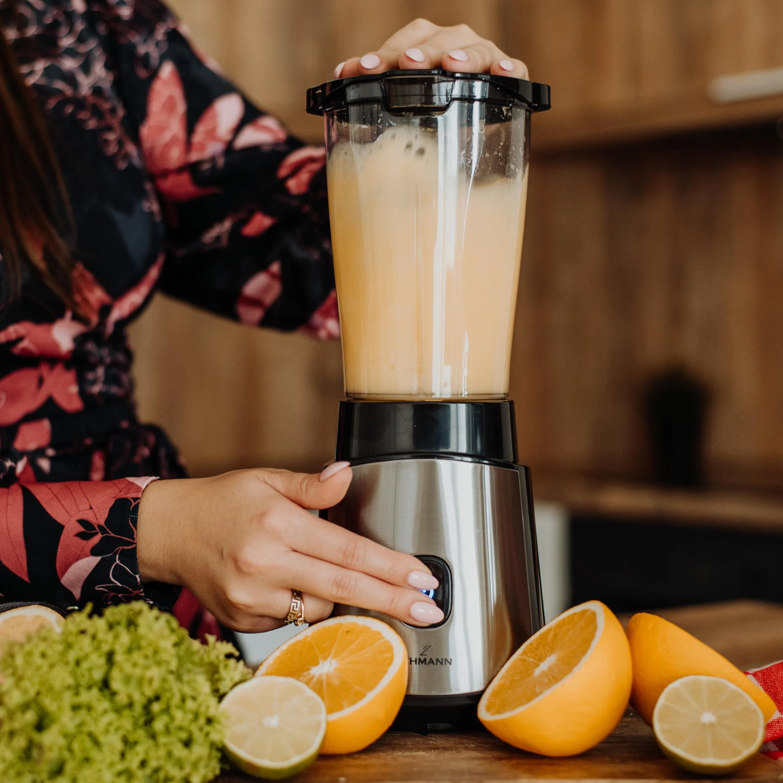 Lehmann Blender kielichowy Smoofit, blender do Smoothie 1200W, kielichowy, tworzywowy,mocny, dwa bidony do koktajli, przenośny, 1000 ml/ 570 ml/ 400 ml, pulsacyjne rozdrabnianie, łatwe czyszczenie